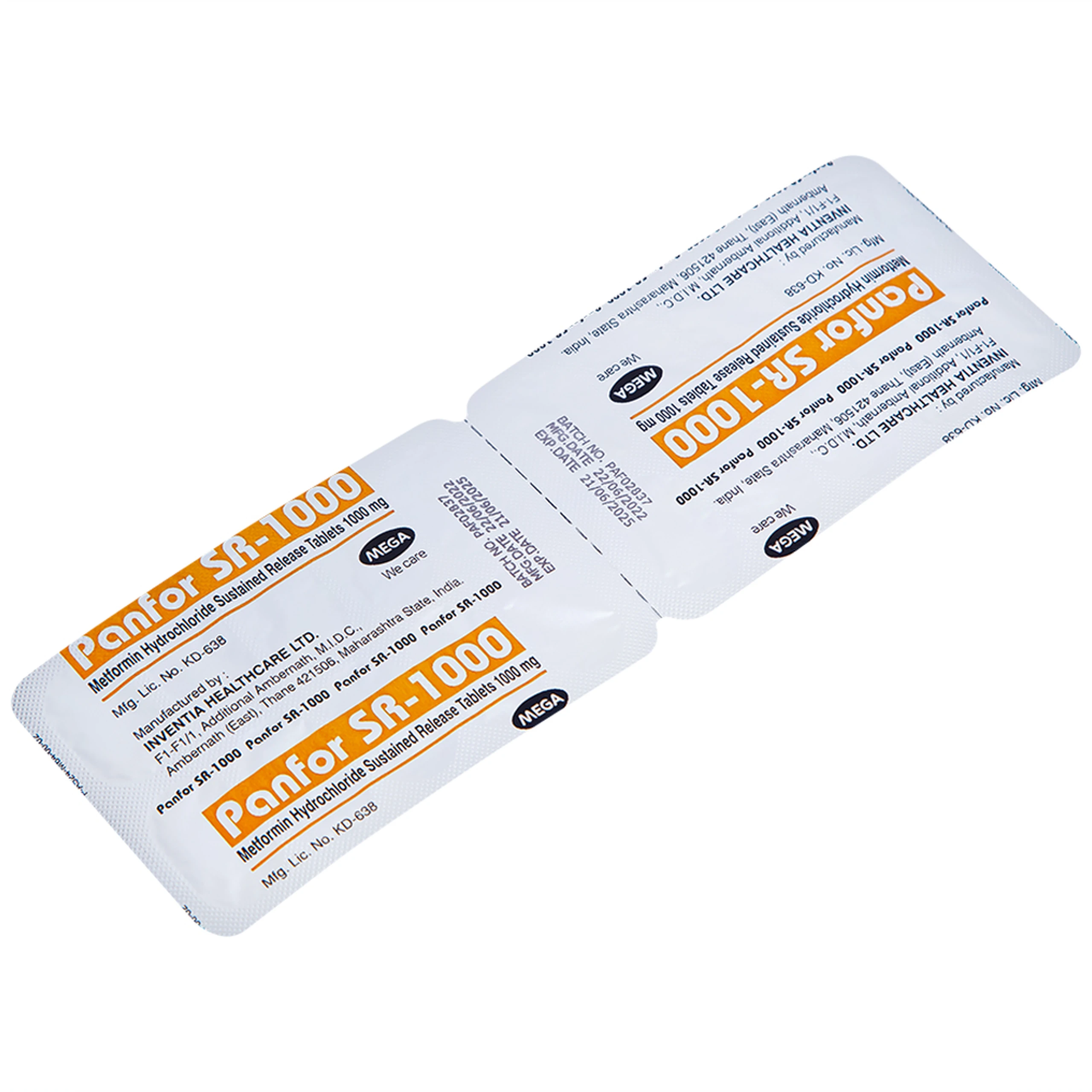 Viên nén Panfor SR-1000 MEGA We Care điều trị bệnh đái tháo đường típ 2 (5 vỉ x 20 viên)