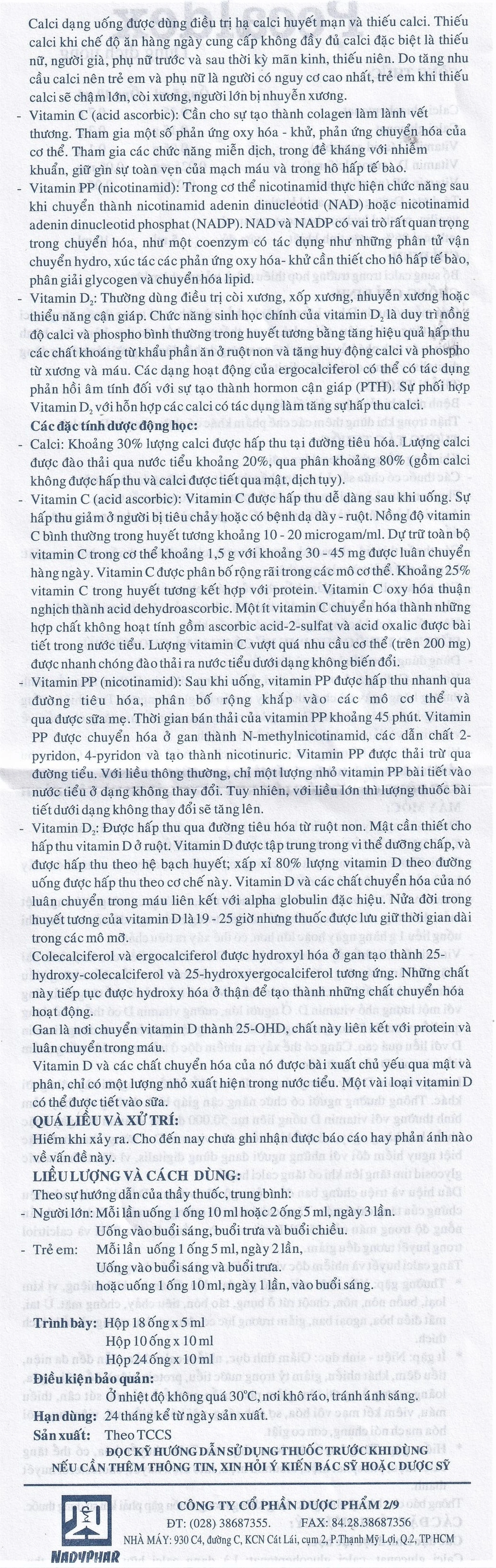 Dung dịch uống Pecaldex Nadyphar bổ sung canxi cho trẻ em chậm lớn (18 ống)