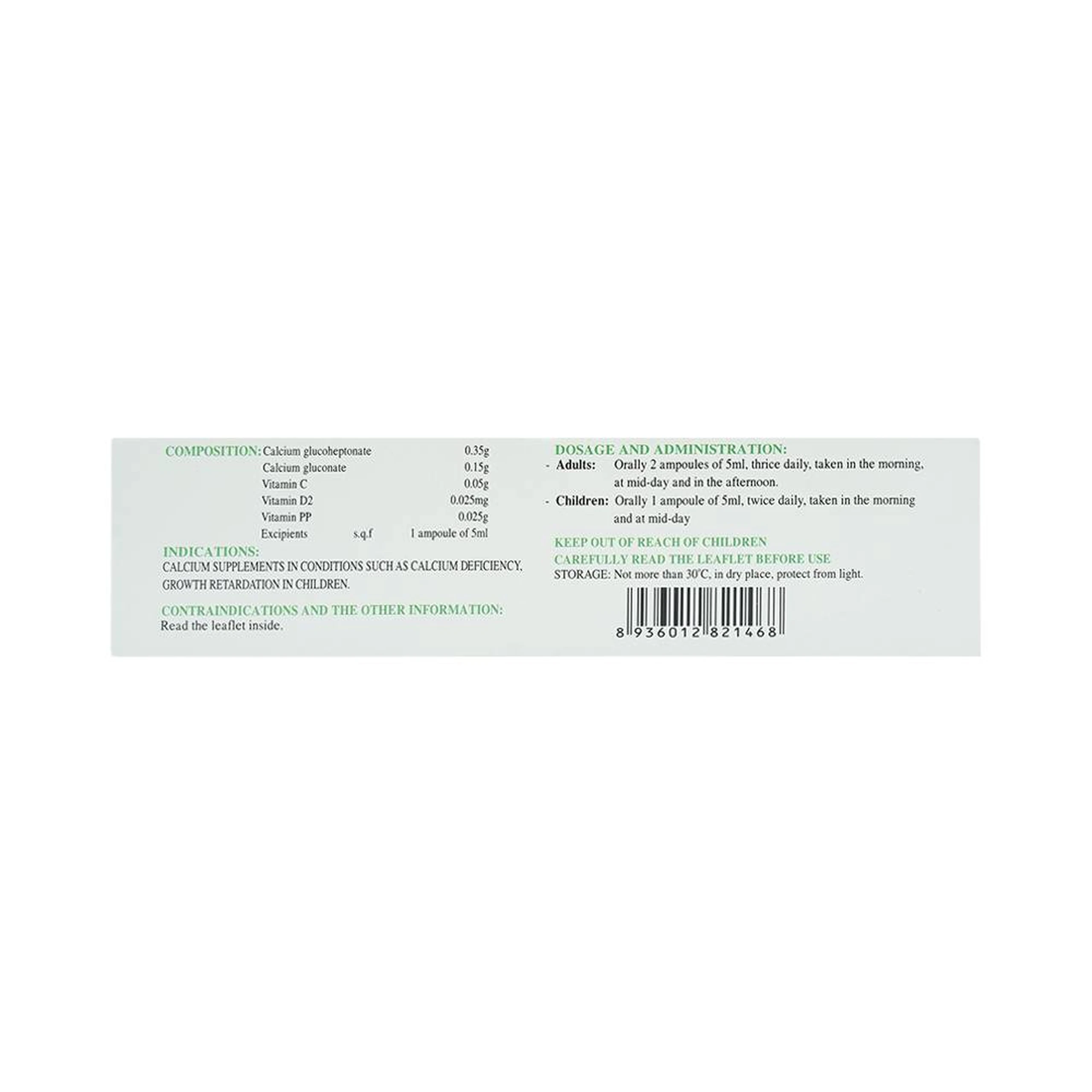 Dung dịch uống Pecaldex Nadyphar bổ sung canxi cho trẻ em chậm lớn (18 ống)