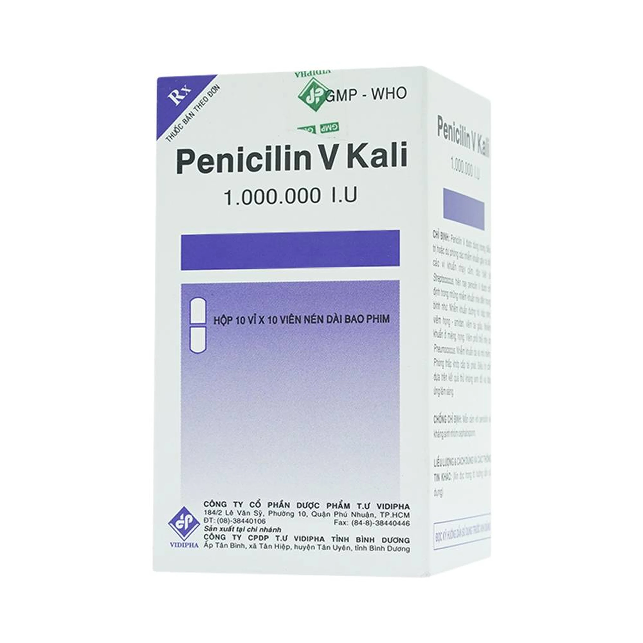 Thuốc Penicilin V Kali 1.000.000 I.U Vidipha điều trị và dự phòng các chứng nhiễm khuẩn (10 vỉ x 10 viên)