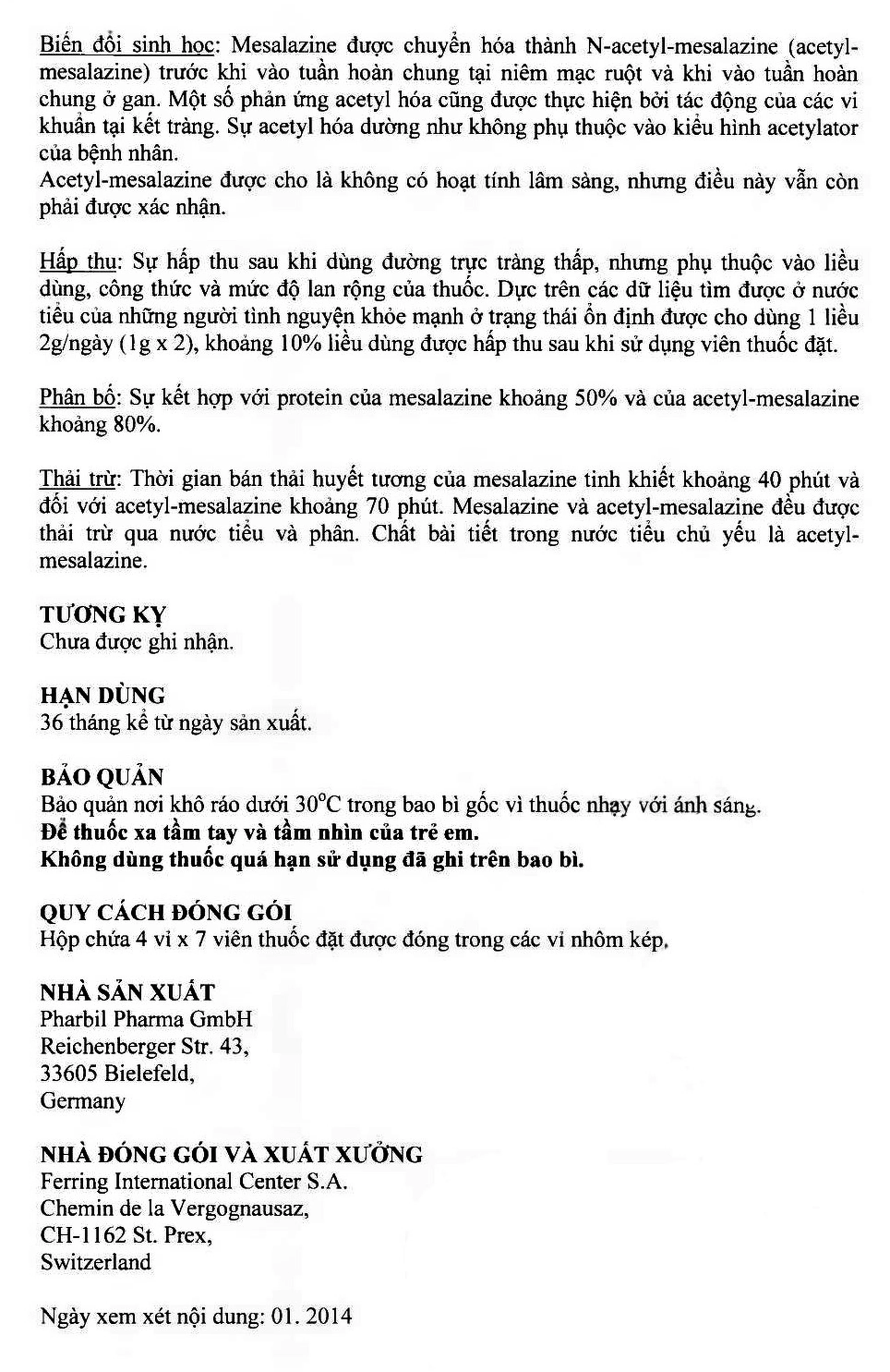 Viên đặt trực tràng Pentasa 1g Ferring điều trị viêm loét dạ dày, trực tràng (4 vỉ x 7 viên)