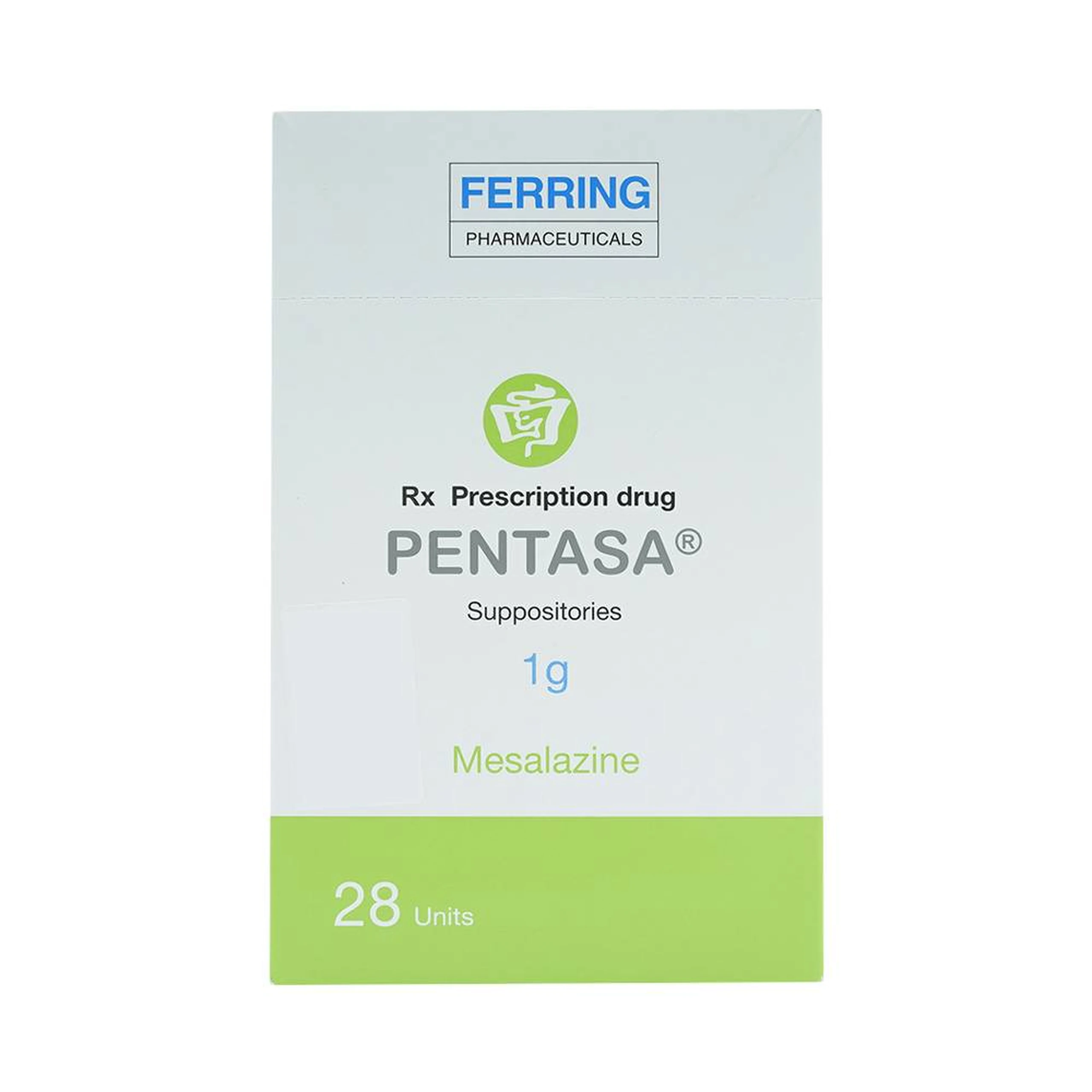 Viên đặt trực tràng Pentasa 1g Ferring điều trị viêm loét dạ dày, trực tràng (4 vỉ x 7 viên)