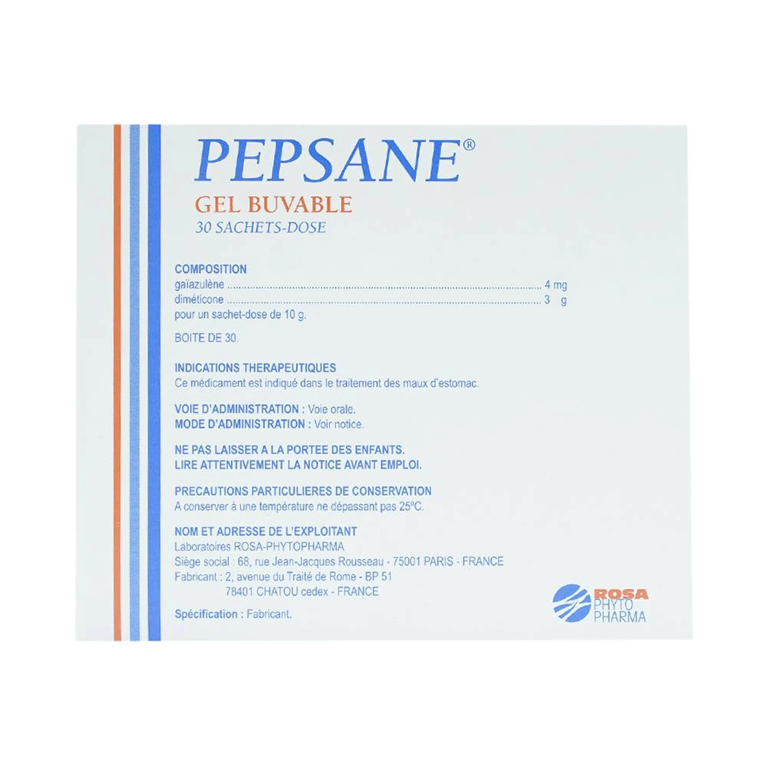 Gel uống Pepsane Rosa Phyto Pharma điều trị triệu chứng đau dạ dày (30 gói)