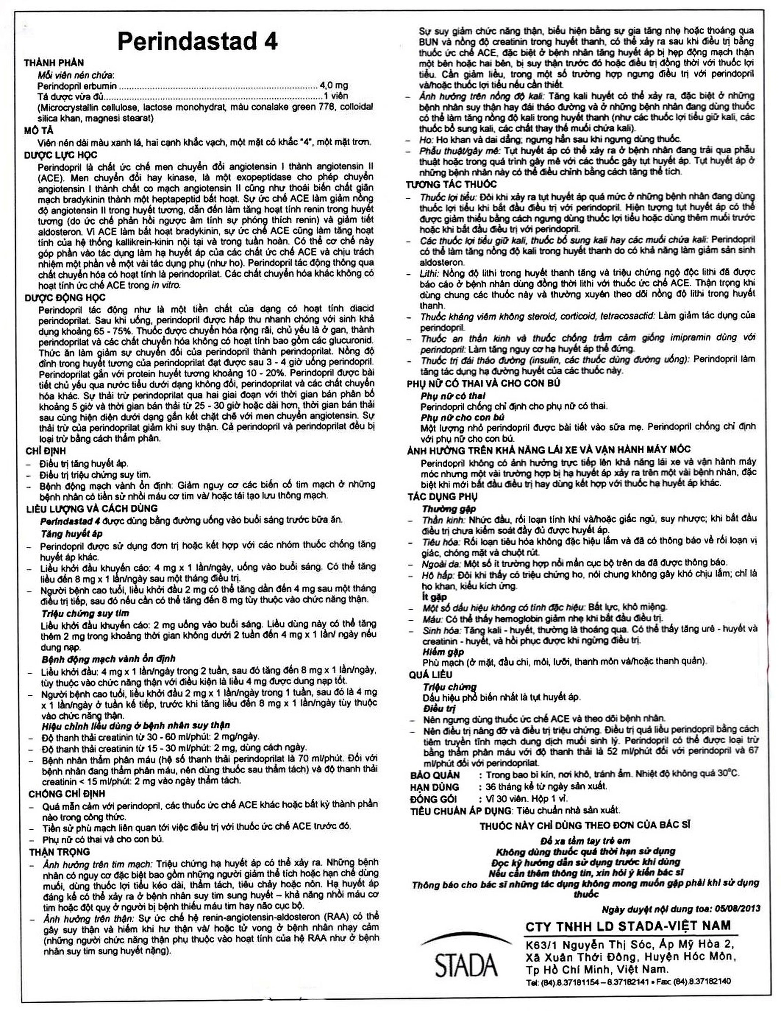 Thuốc Perindastad 4mg Stella điều trị tăng huyết áp (1 vỉ x 30 viên)