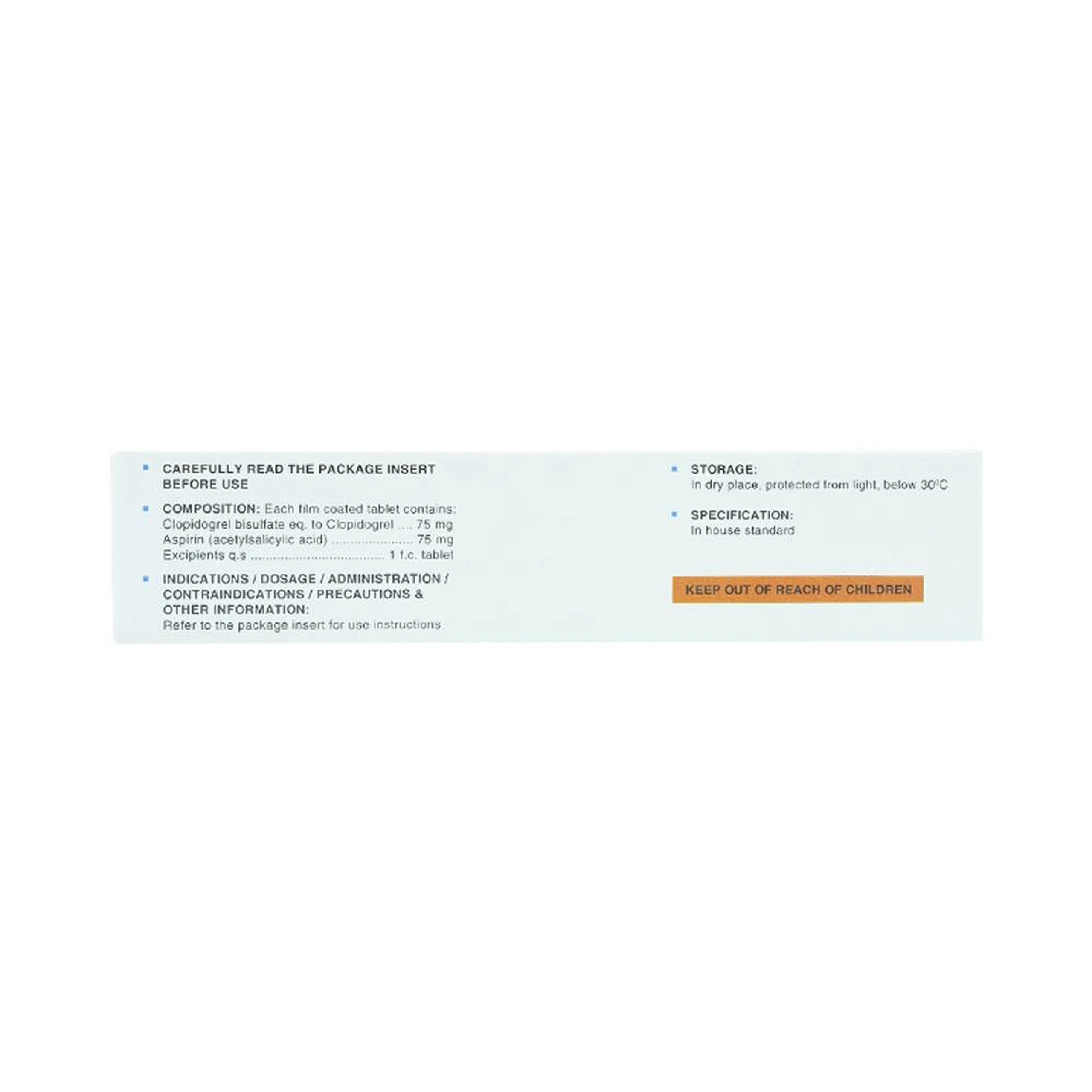 Viên nén Pfertzel 75mg/75mg DaViPharm dự phòng nghẽn mạch huyết khối, điều trị nhồi máu cơ tim (3 vỉ x 10 viên)