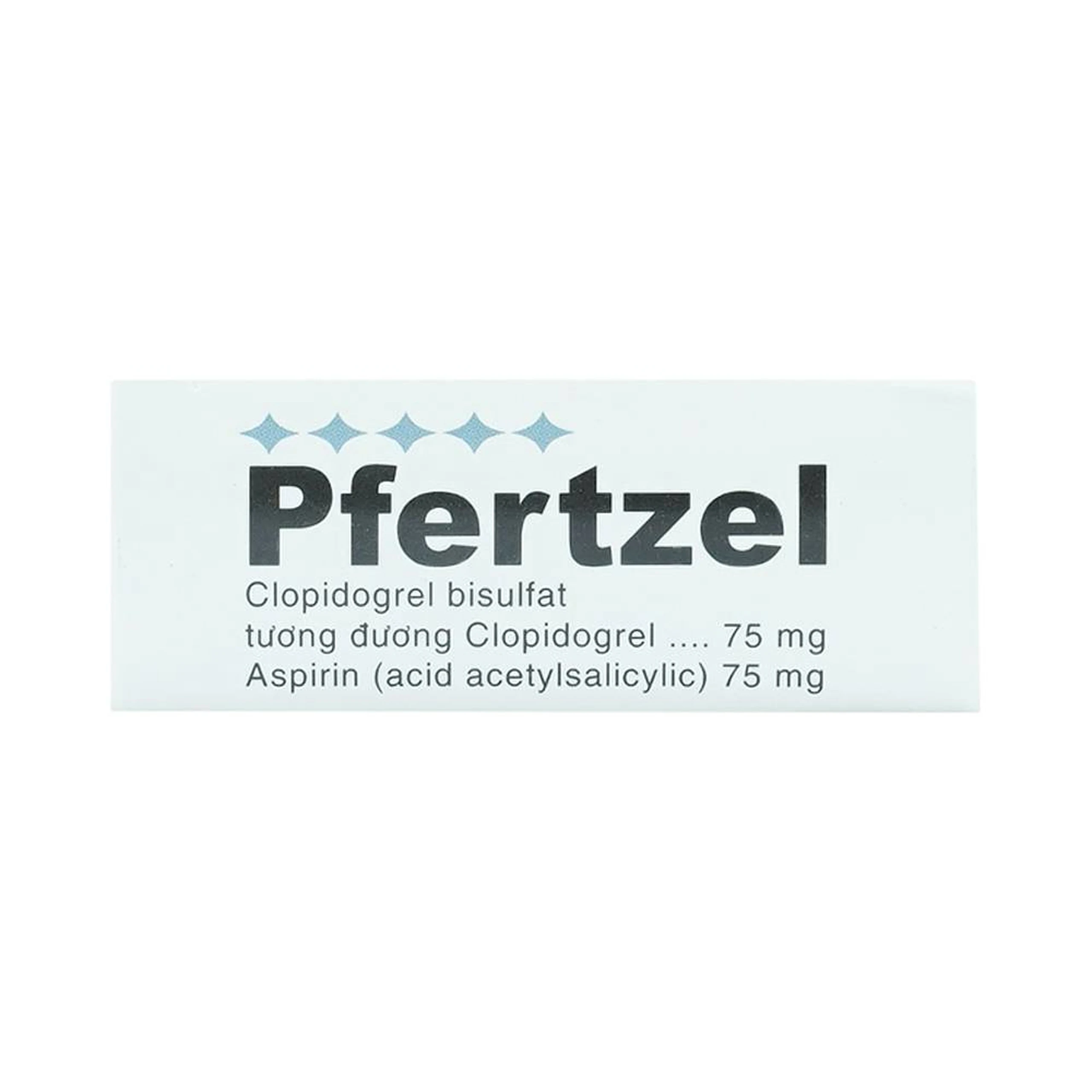 Viên nén Pfertzel 75mg/75mg DaViPharm dự phòng nghẽn mạch huyết khối, điều trị nhồi máu cơ tim (3 vỉ x 10 viên)