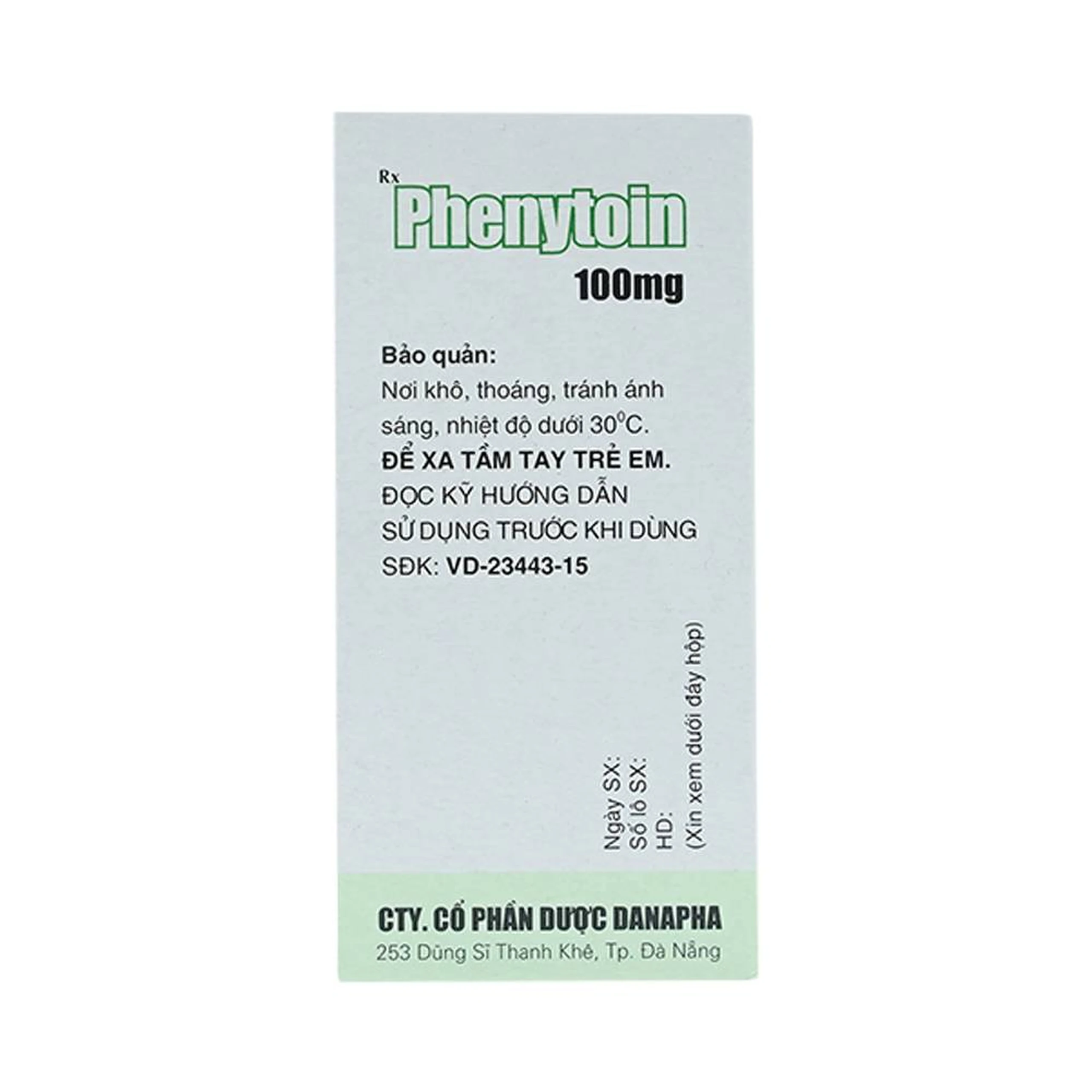 Viên nén Phenytoin 100mg Danapha điều trị động kinh cơn lớn, động kinh cục bộ (100 viên)