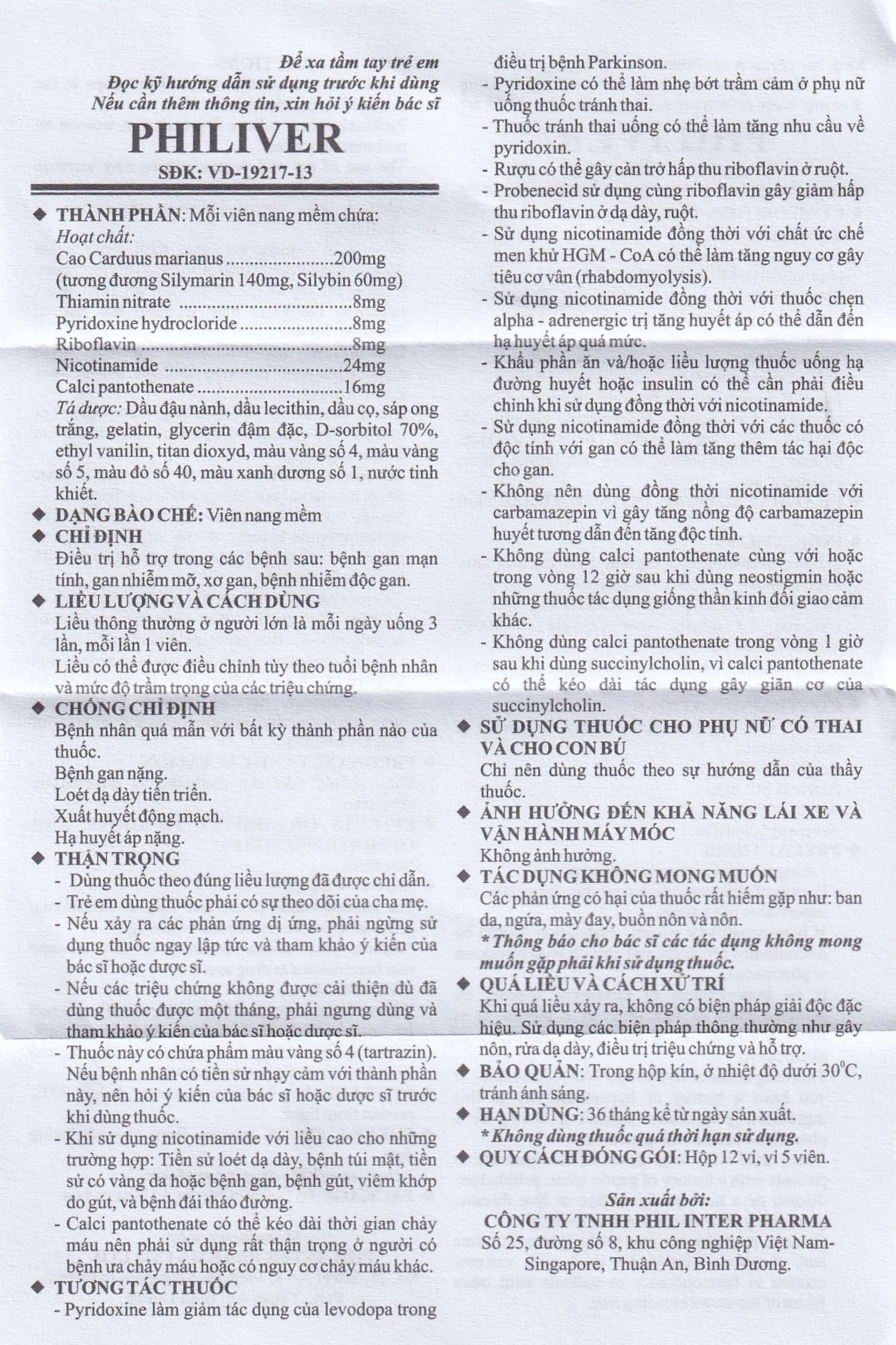 Viên nang mềm Philiver Phil Inter Pharma điều trị bệnh gan mạn tính, gan nhiễm mỡ (12 vỉ x 5 viên)