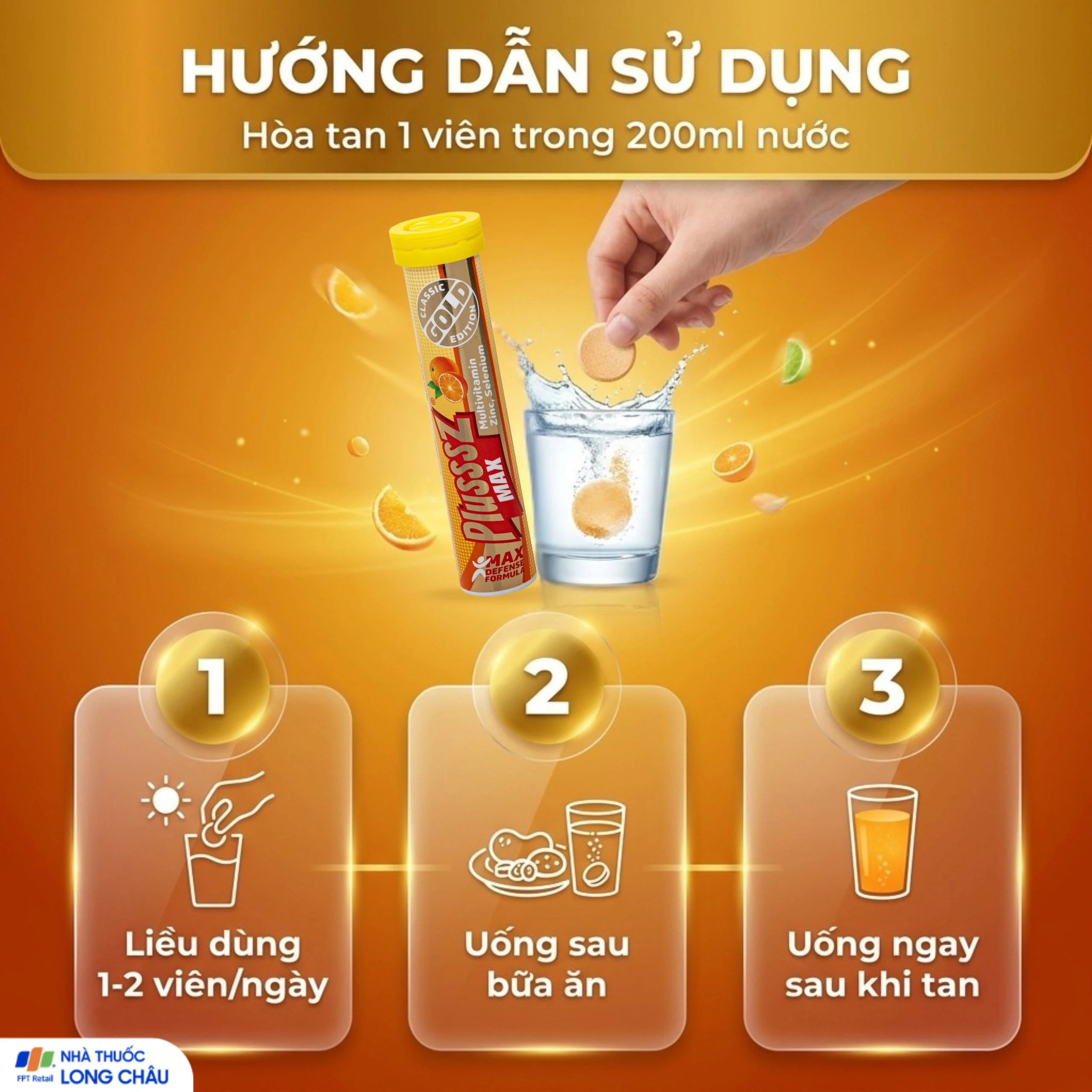 Viên sủi bổ sung vitamin và khoáng chất Plusssz Max Multivitamin orange flavoured (20 viên) 5