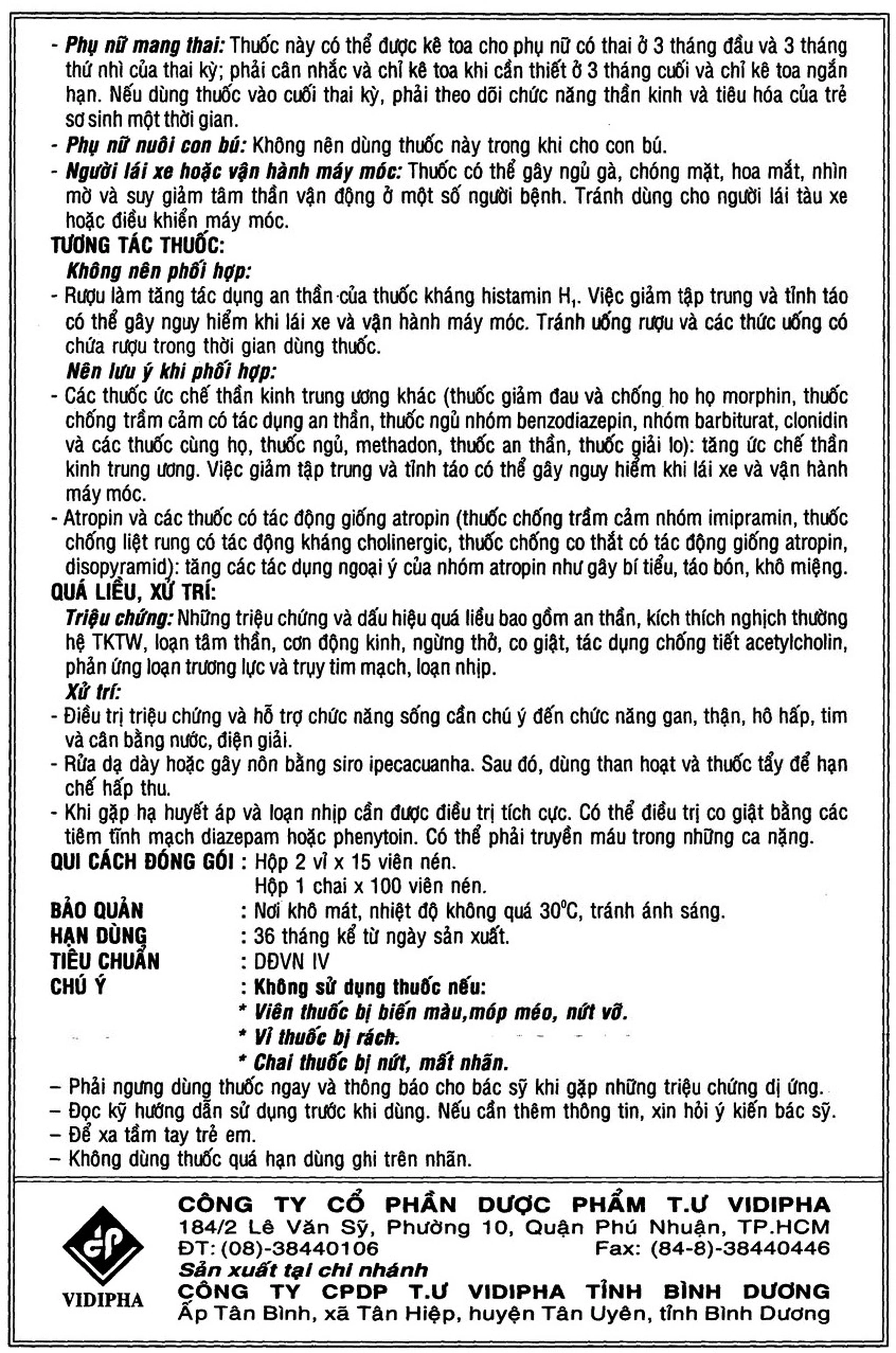 Viên nén Polarvi 2 Vidipha điều trị viêm mũi, viêm kết mạc, mày đay (2 vỉ x 15 viên)