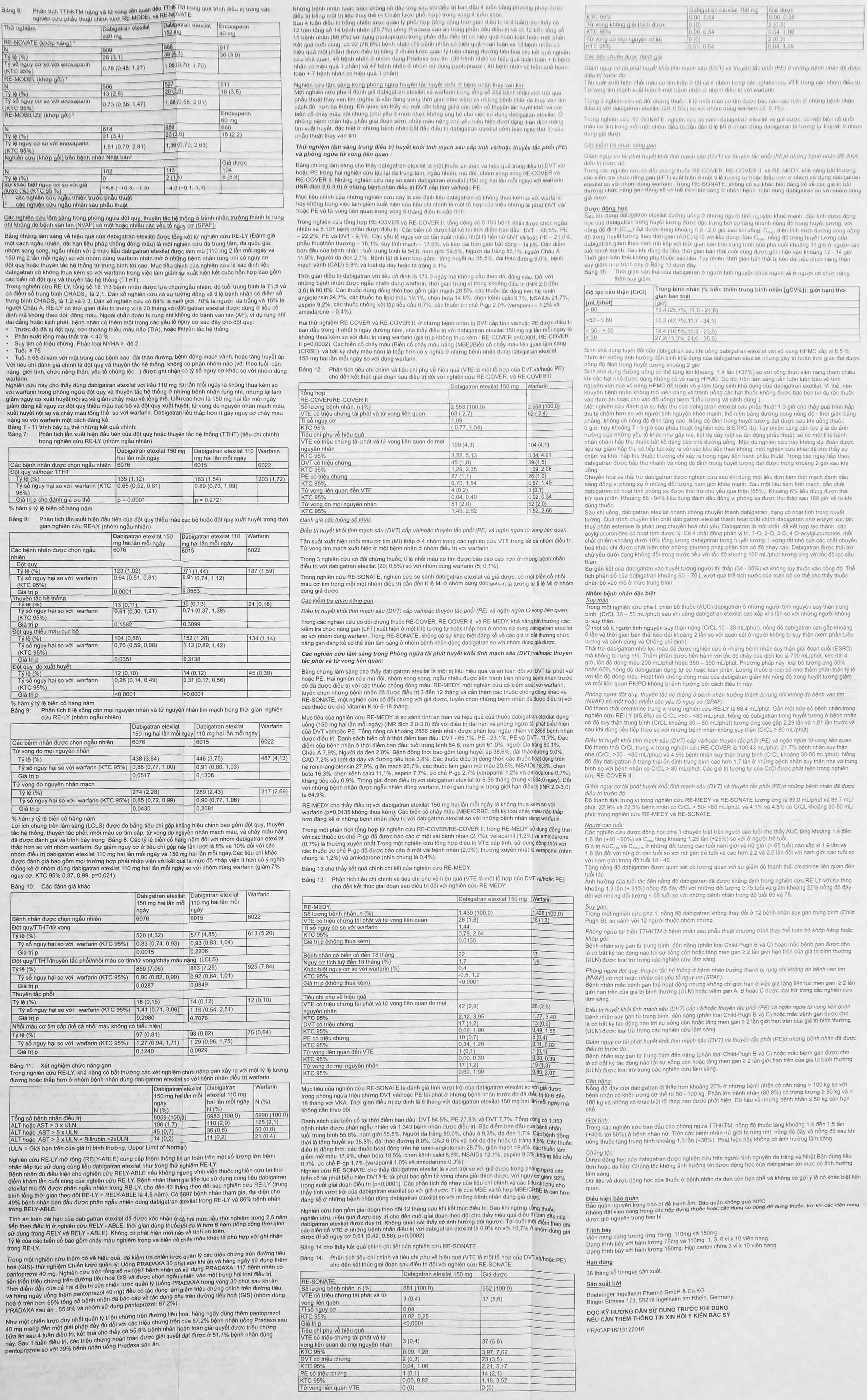 Viên nang cứng Pradaxa 75mg Boehringer phòng ngừa tai biến, đột quỵ (3 vỉ x 10 viên)