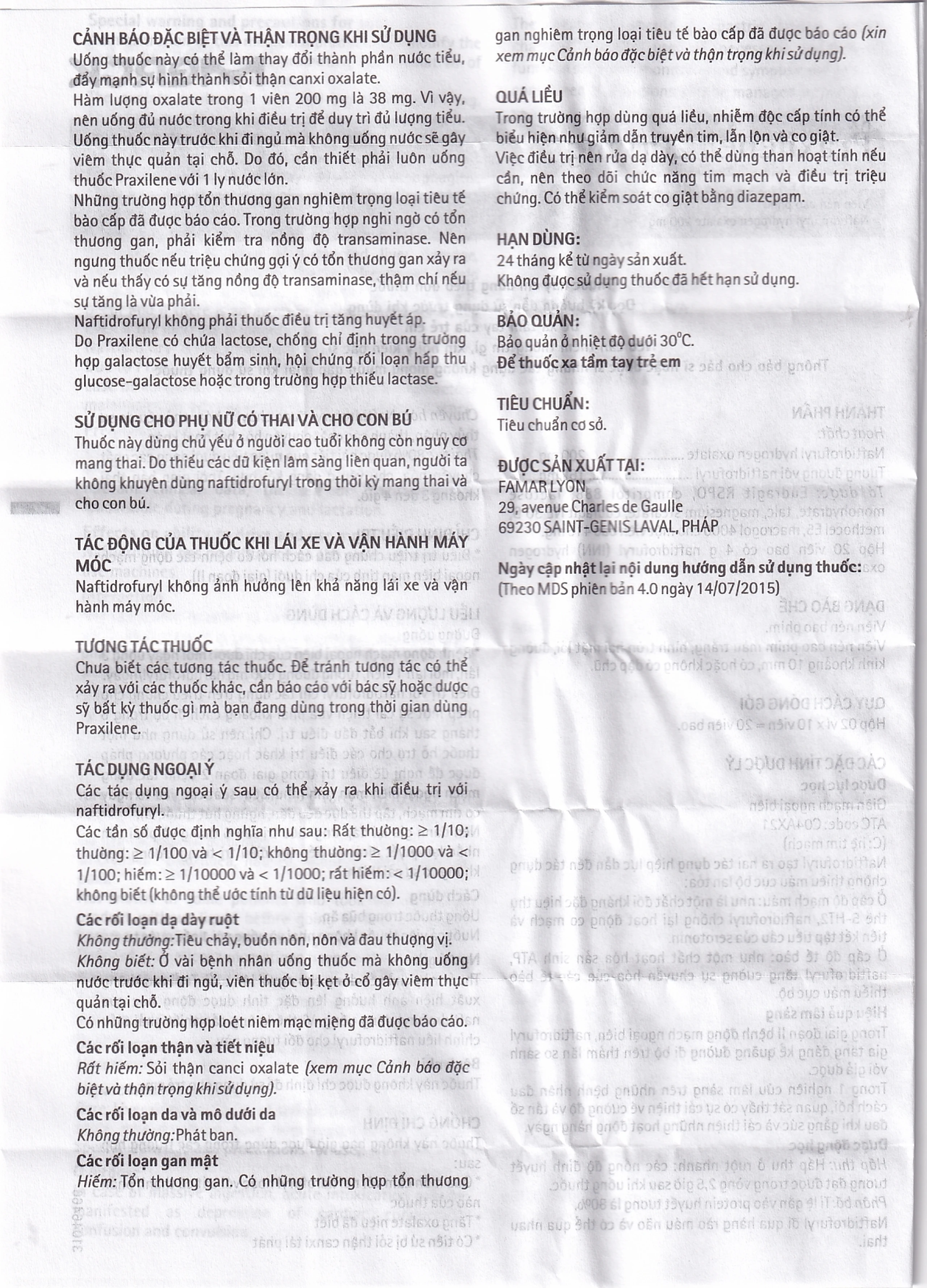 Viên nén Praxilene 200mg Merck điều trị viêm động mạch tắc nghẽn mãn tính (2 vỉ x 10 viên)