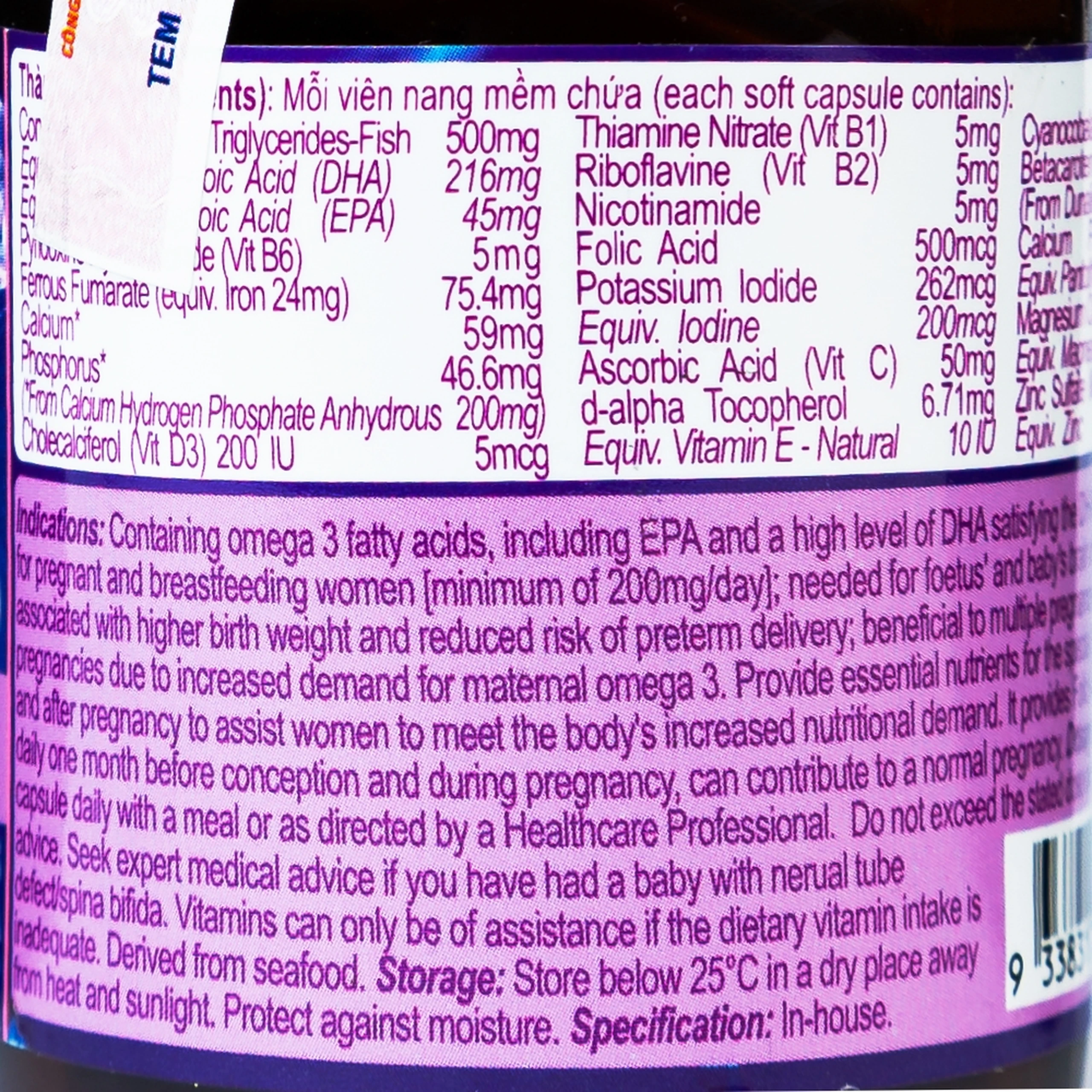 Viên uống Procare Diamond bổ sung khoáng chất cho phụ nữ có thai và cho con bú (30 viên)