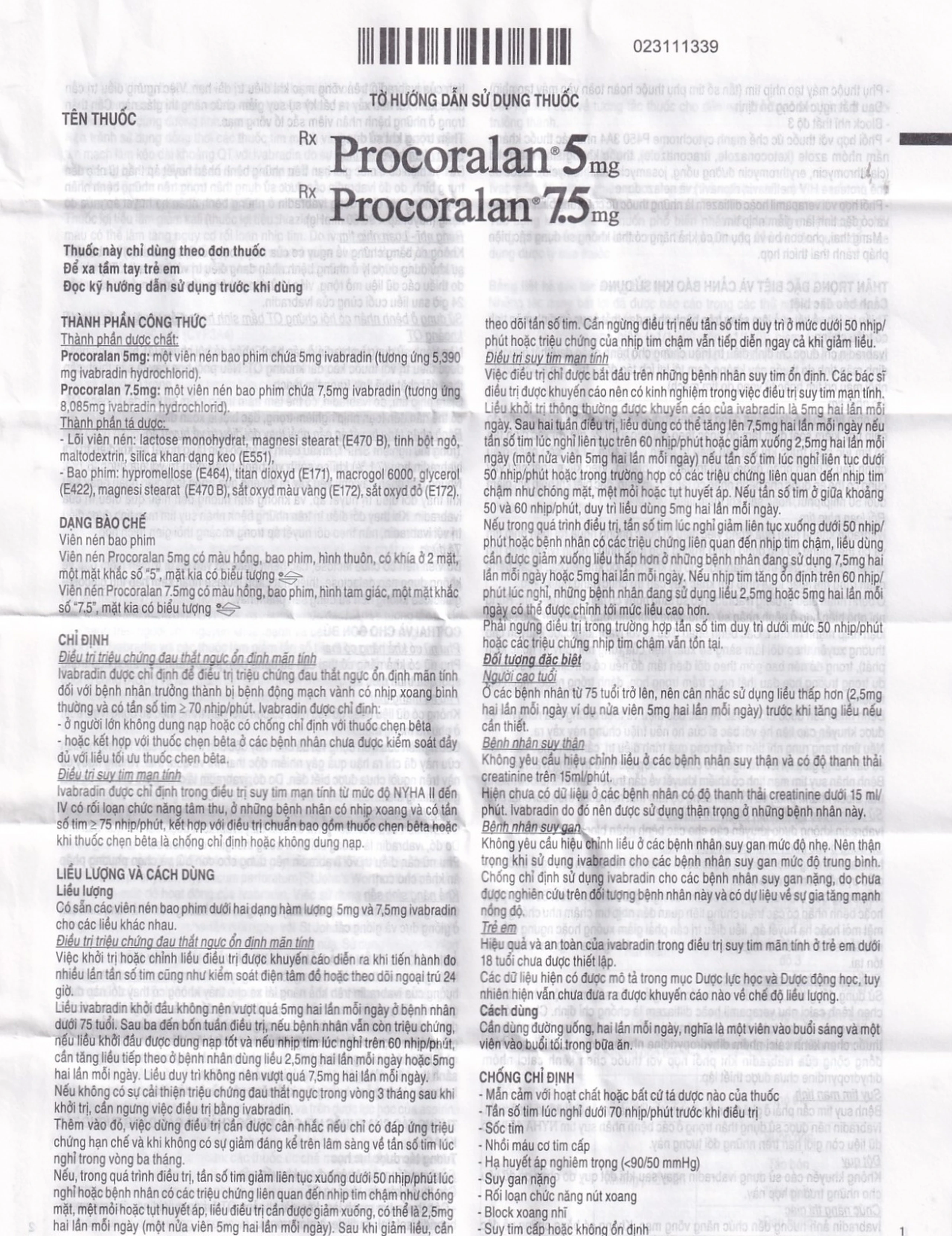 Thuốc Procoralan 7.5mg Servier điều trị đau thắt ngực ổn định (4 vỉ x 14 viên)