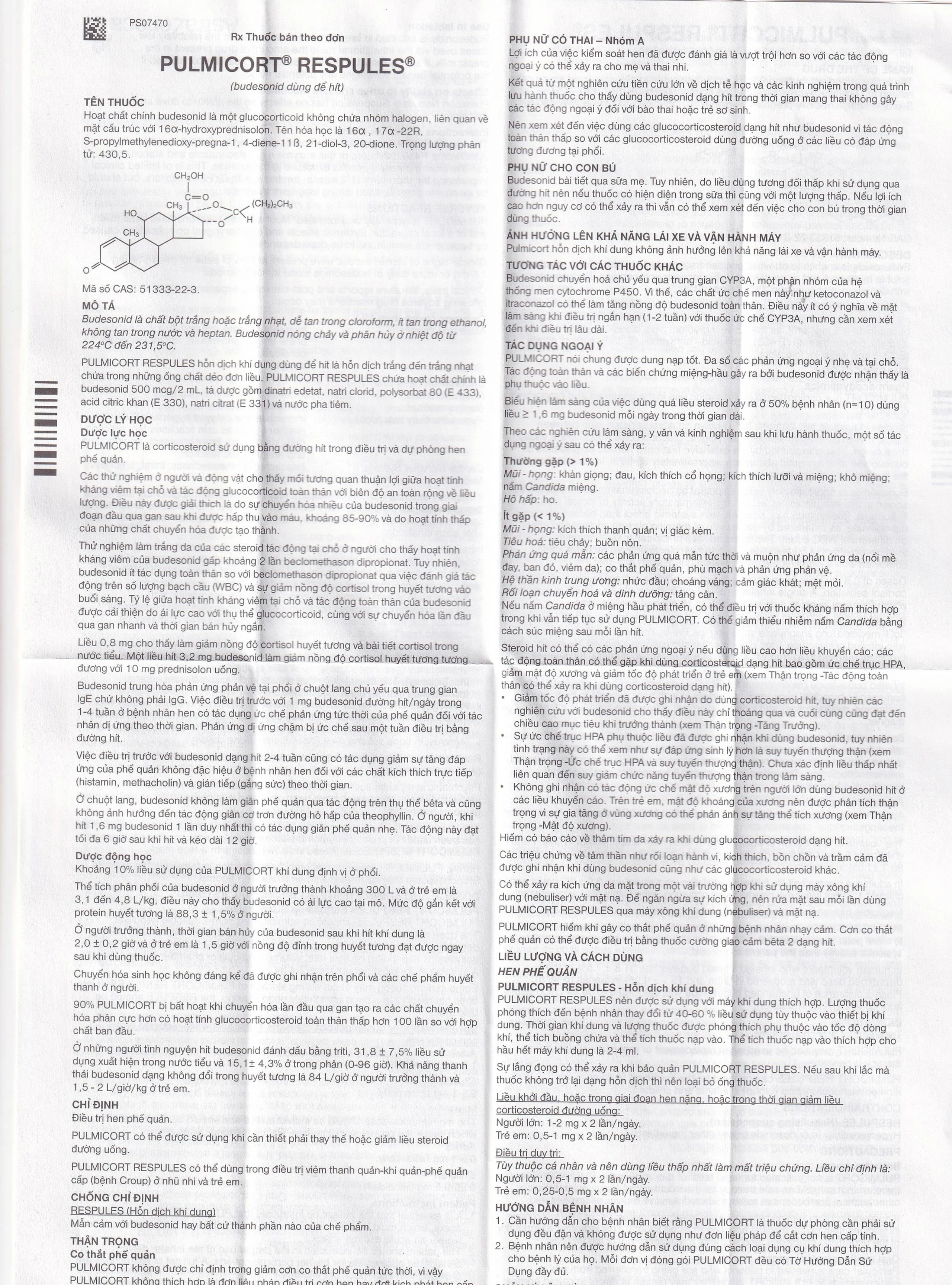 Khí dung Pulmicort Respules Astra điều trị hen phế quản (20 ống x 2ml) 