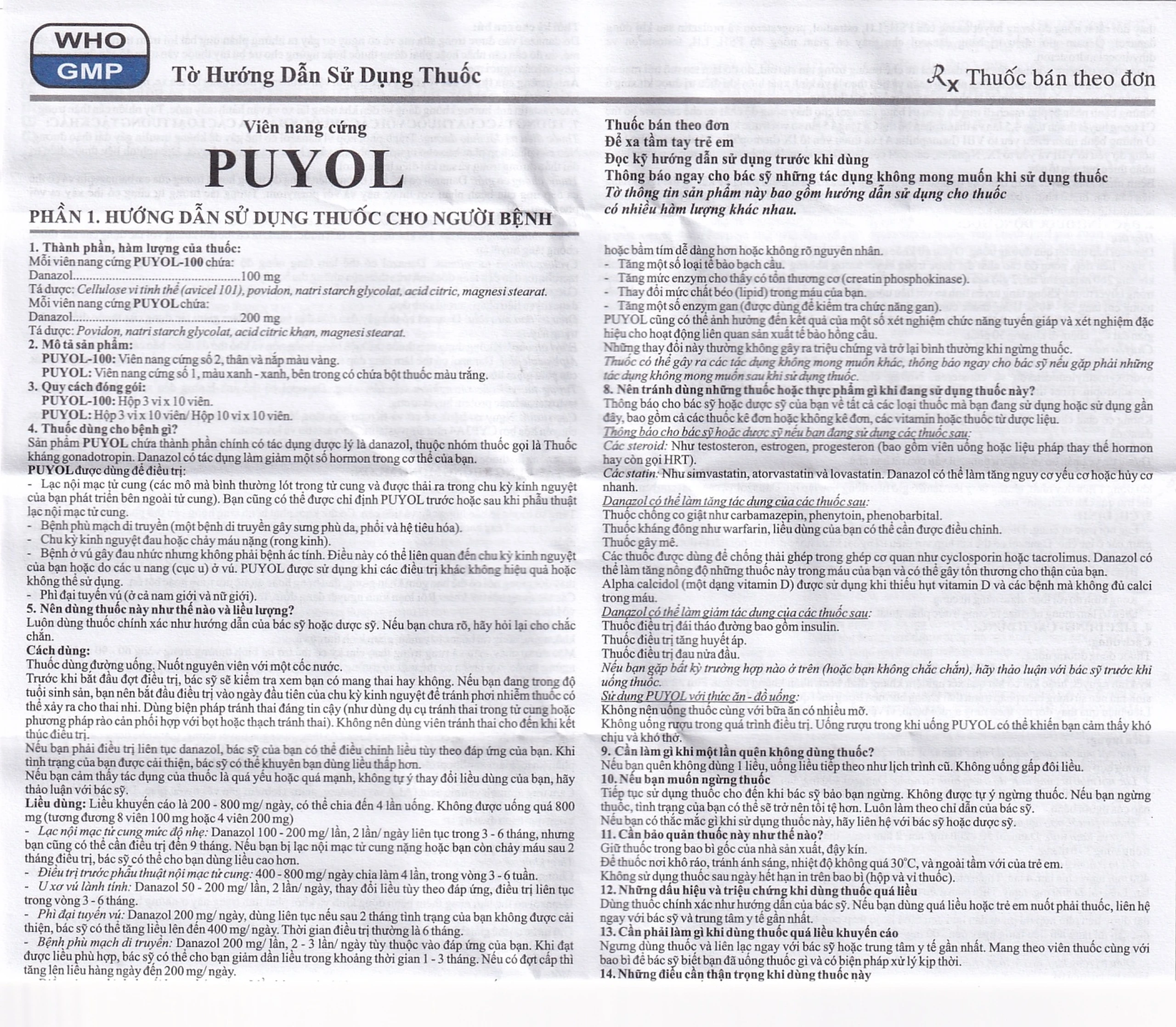 Thuốc Puyol 200mg Davipharm điều trị lạc nội mạc tử cung (3 vỉ x 10 viên)