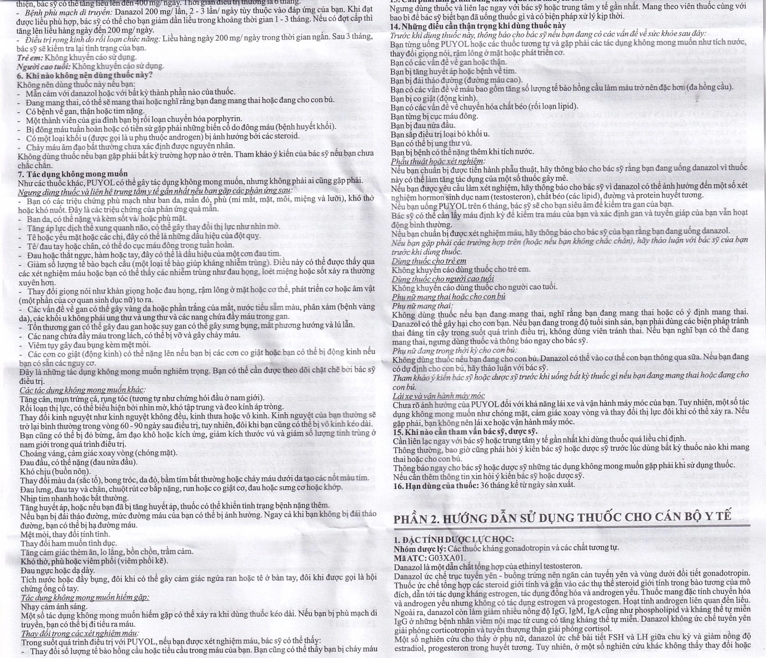 Thuốc Puyol 200mg Davipharm điều trị lạc nội mạc tử cung (3 vỉ x 10 viên)