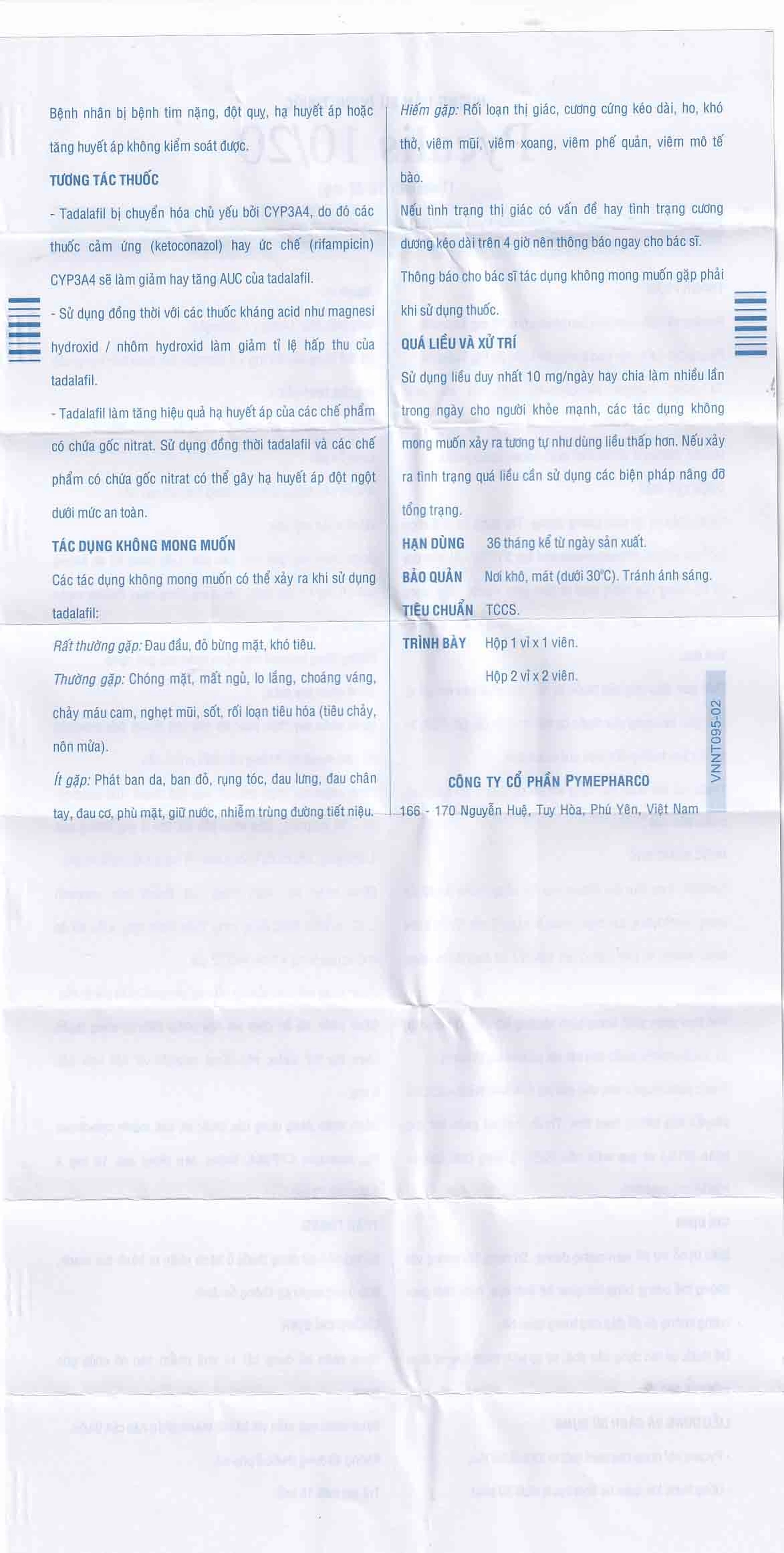 Thuốc Pycalis 20 Pymepharco điều trị hỗ trợ rối loạn cương dương (1 vỉ x 1 viên)