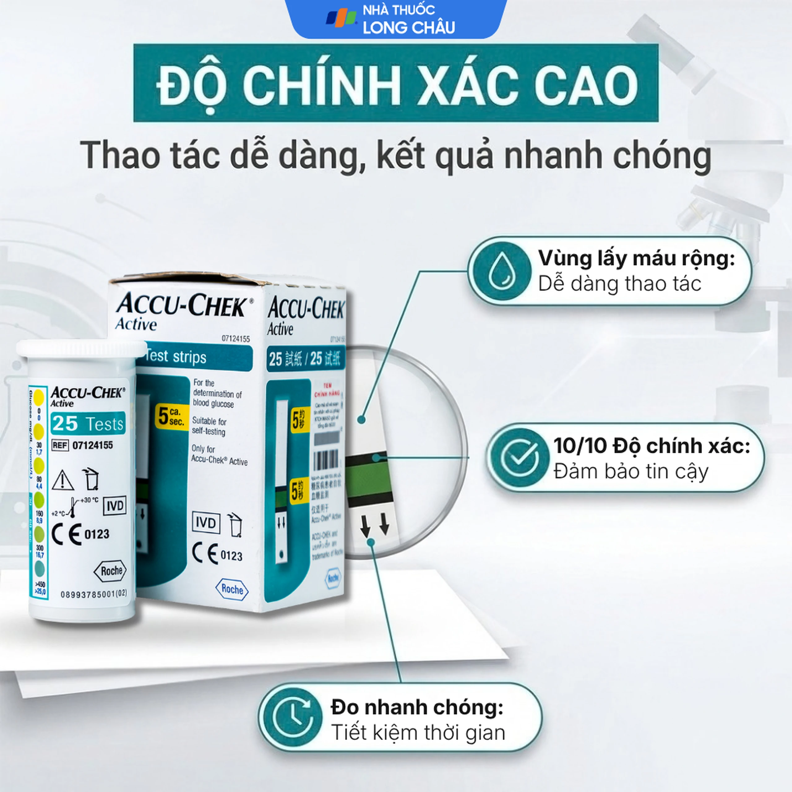 Que thử đường huyết Accu Chek Active (25 que) 3