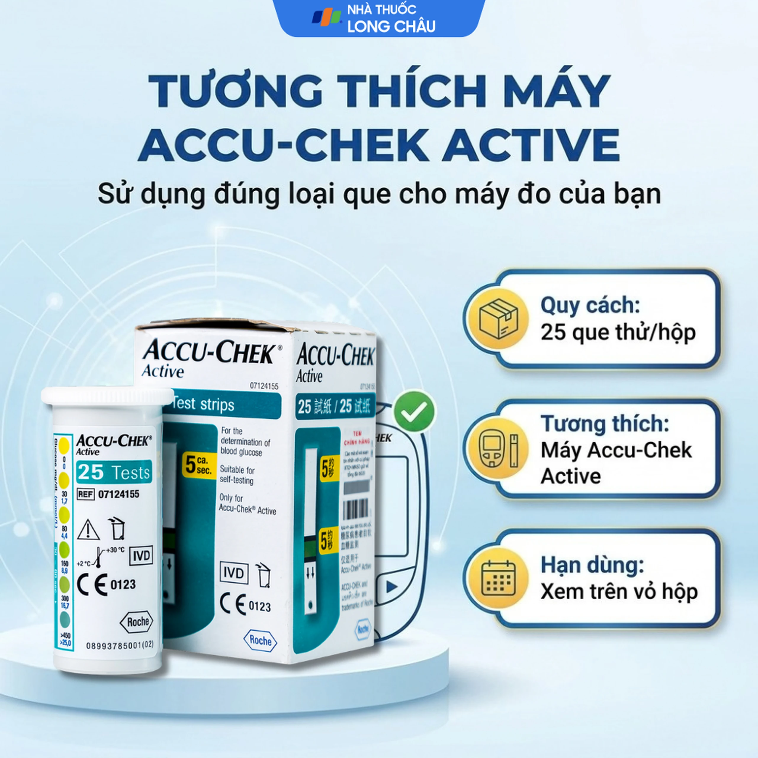 Que thử đường huyết Accu Chek Active (25 que) 4