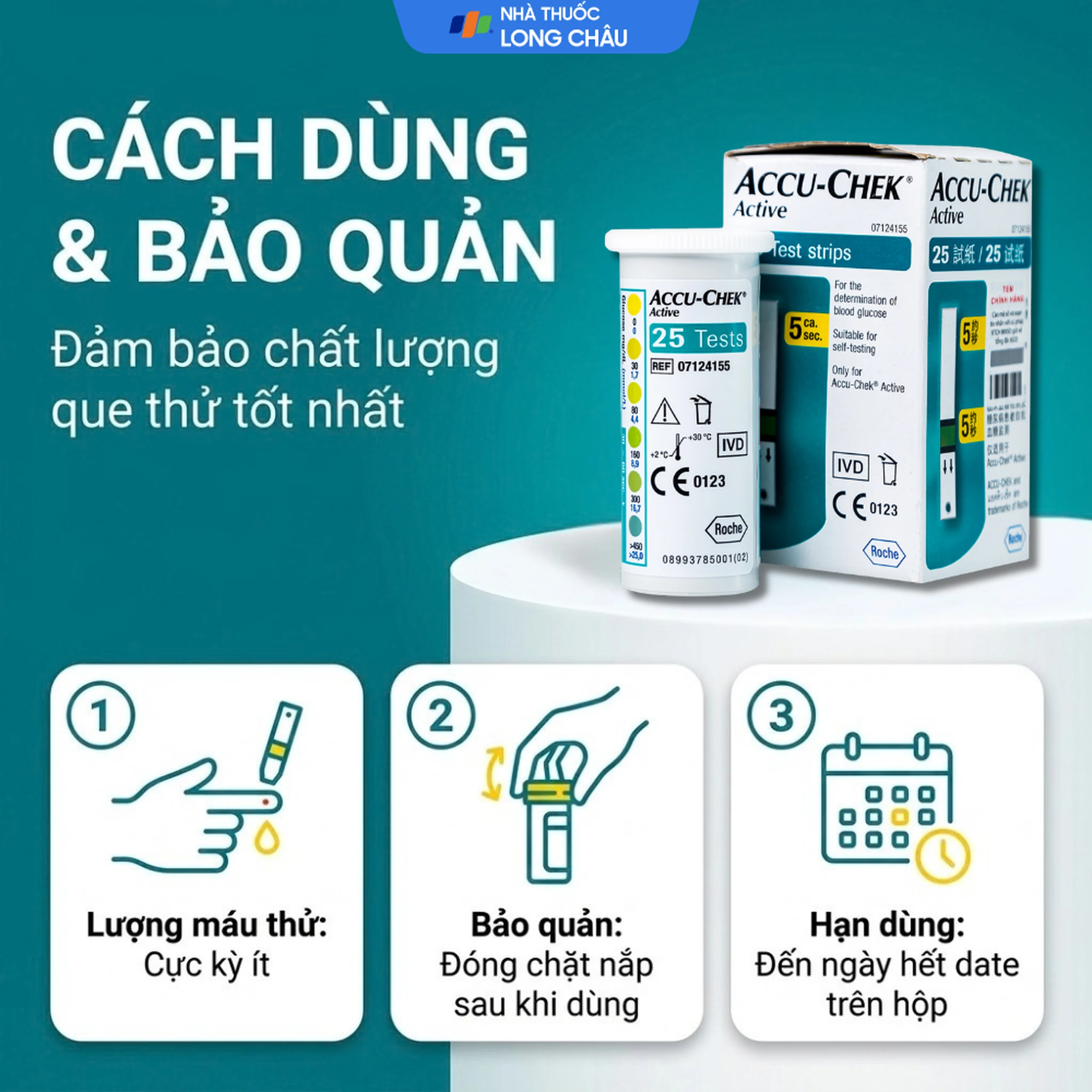 Que thử đường huyết Accu Chek Active (25 que) 5