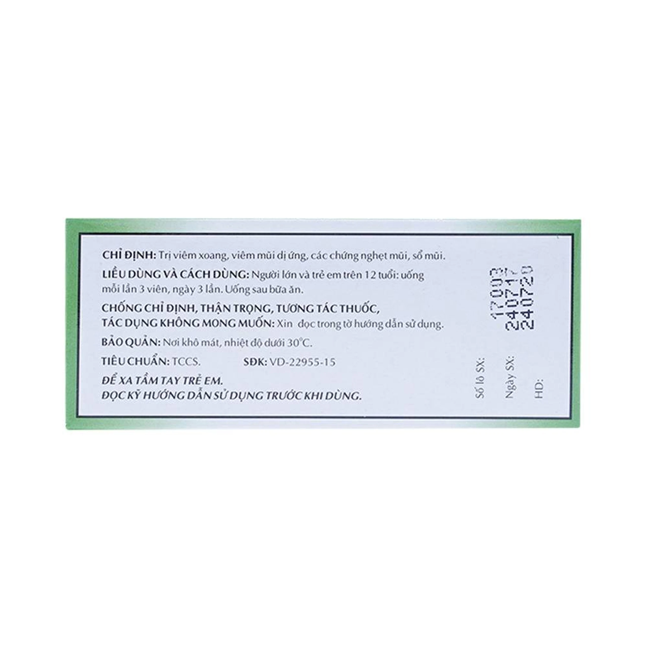 Thuốc Rhinassin-OPC điều trị viêm xoang, viêm mũi dị ứng (5 vỉ x 10 viên)