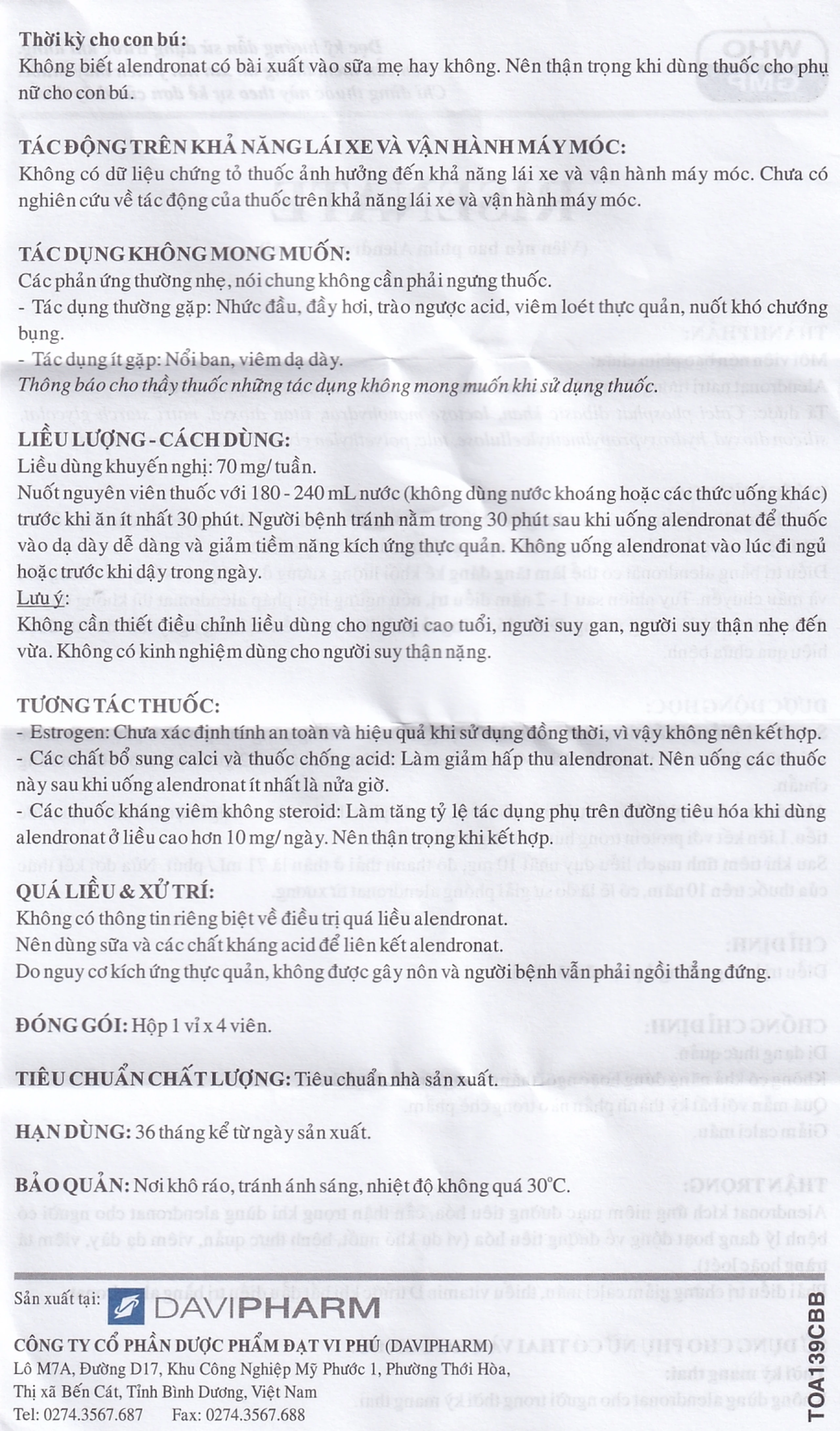 Thuốc Risenate Davipharm điều trị loãng xương ở phụ nữ mãn kinh (1 vỉ x 4 viên)