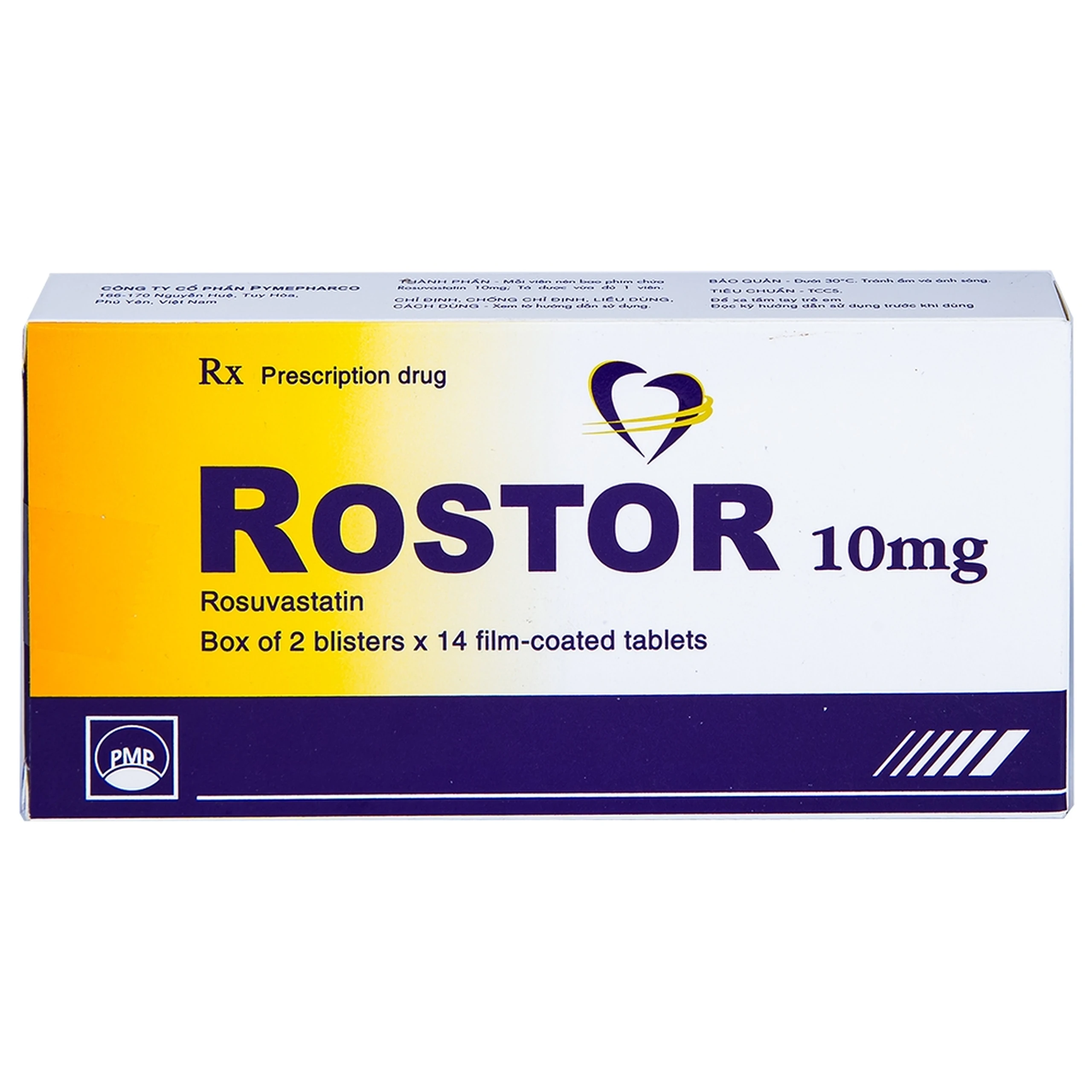 Thuốc Rostor 10mg Pymepharco điều trị tăng cholesterol máu nguyên phát (2 vỉ x 14 viên)