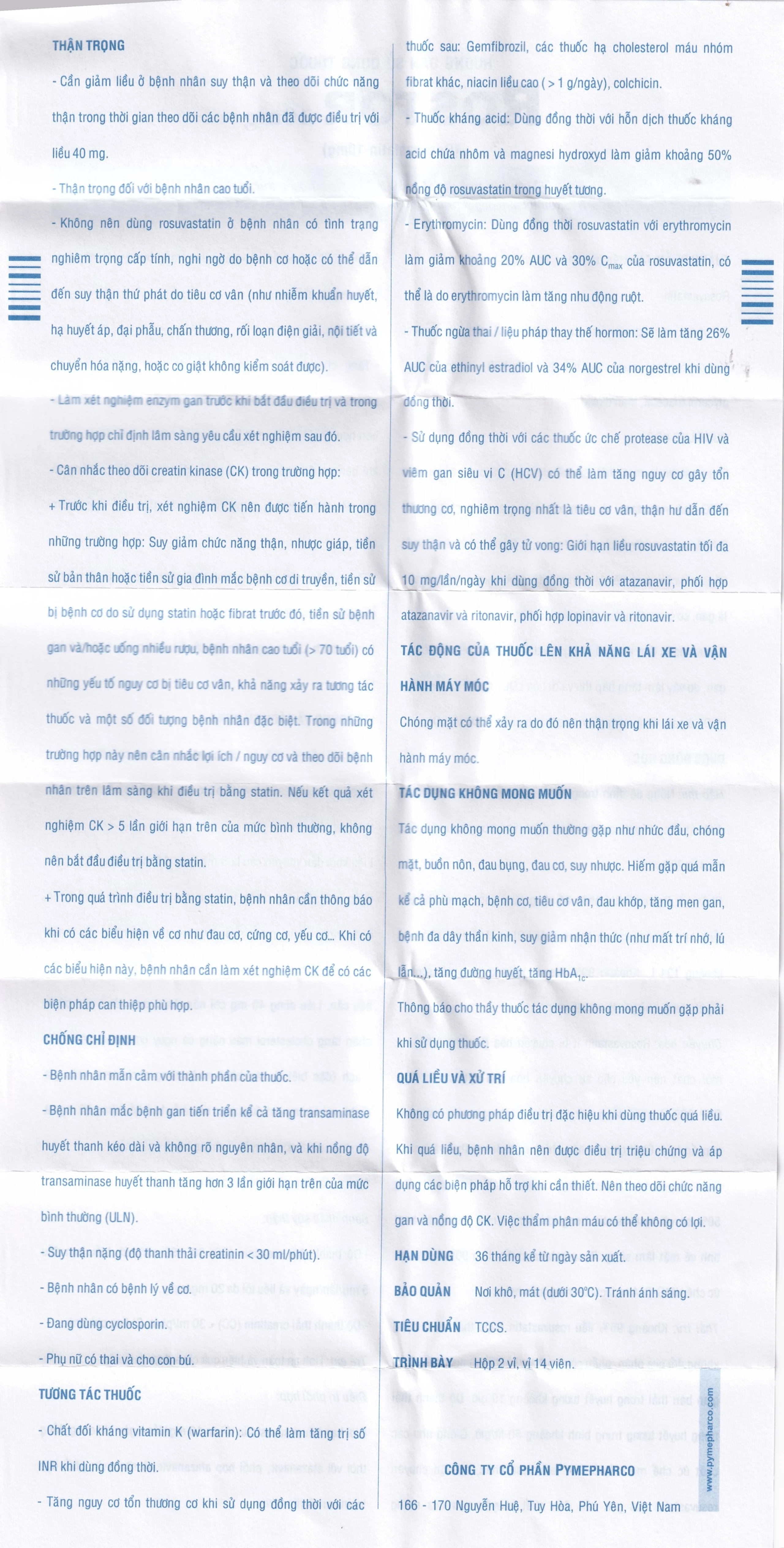 Thuốc Rostor 10mg Pymepharco điều trị tăng cholesterol máu nguyên phát (2 vỉ x 14 viên)