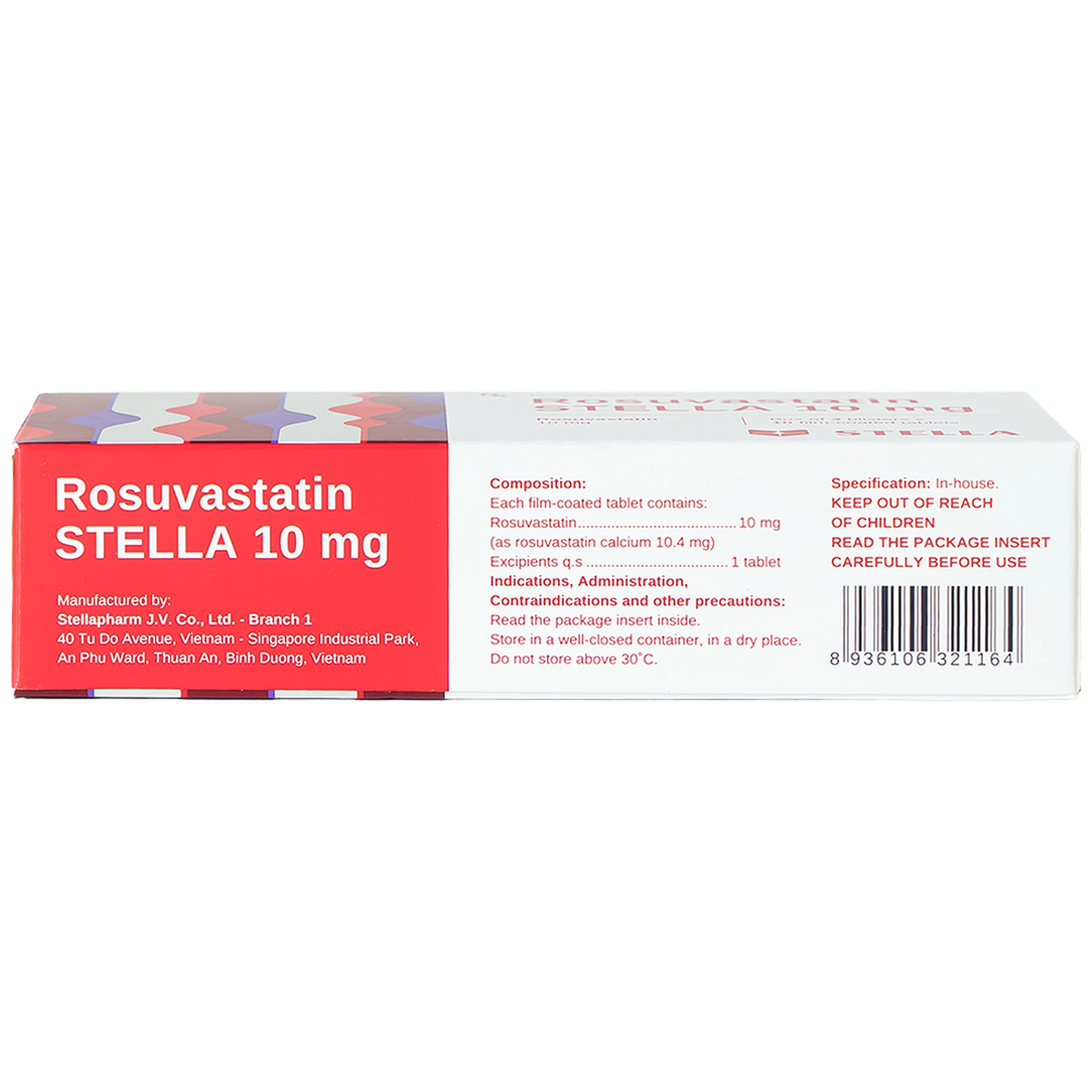 Thuốc Rosuvastatin Stella 10mg điều trị tăng cholesterol máu (3 vỉ x 10 viên)