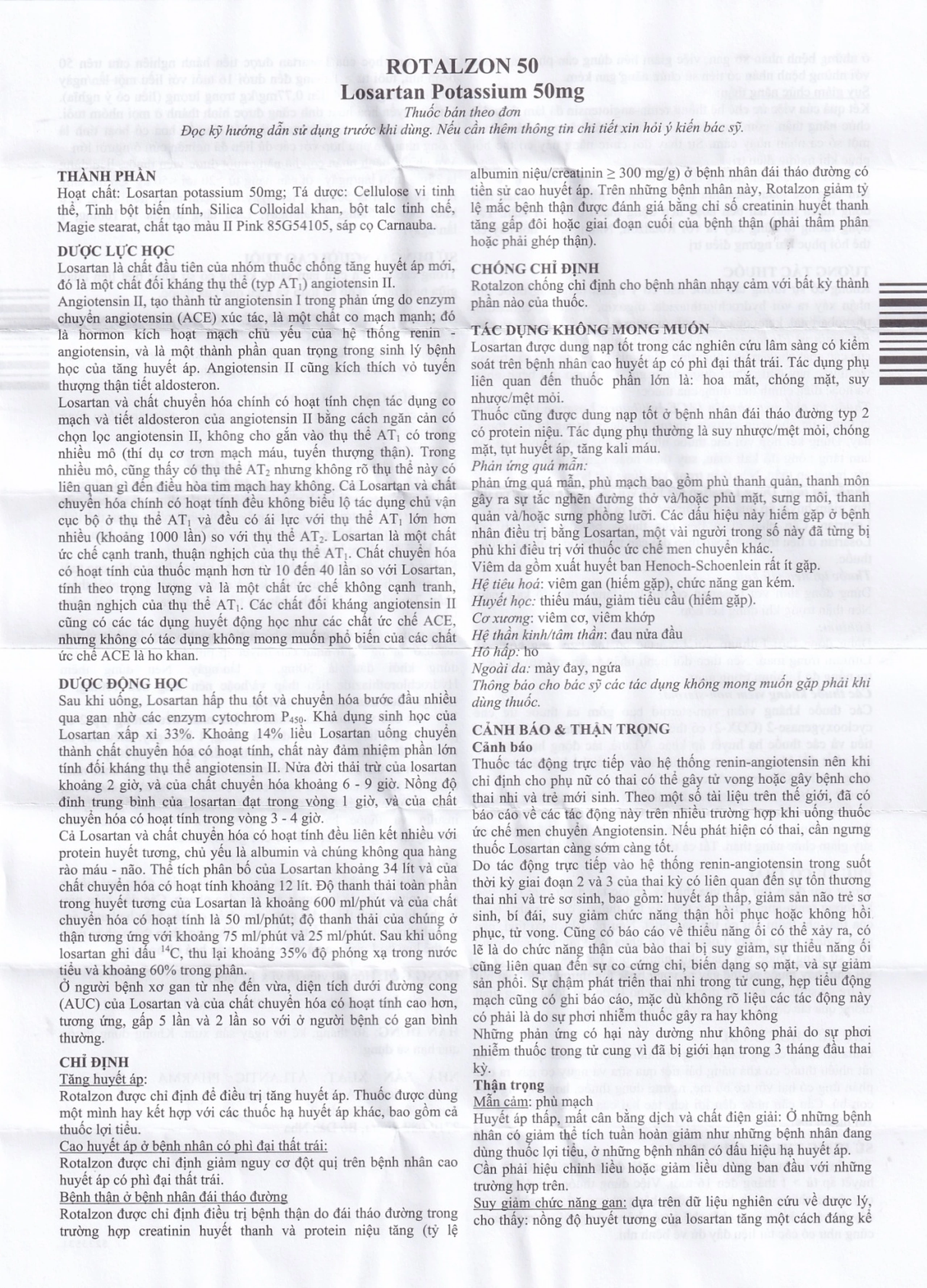 Thuốc Rotalzon 50mg Atlantic điều trị tăng huyết áp (6 vỉ x 10 viên)