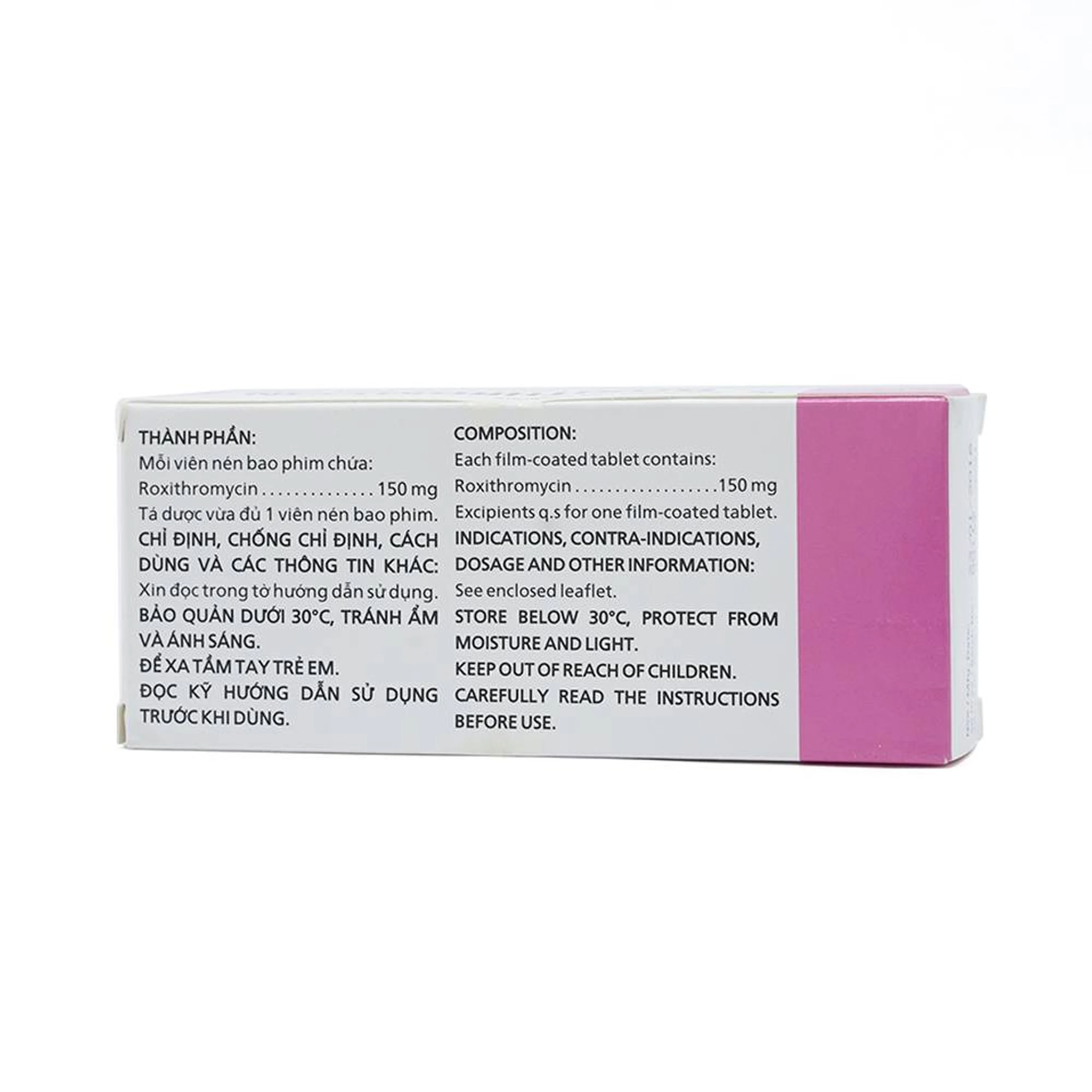 Thuốc Roxithromycin 150mg Imexpharm điều trị các loại nhiễm khuẩn, bệnh bạch hầu, ho gà (2 vỉ x 10 viên)