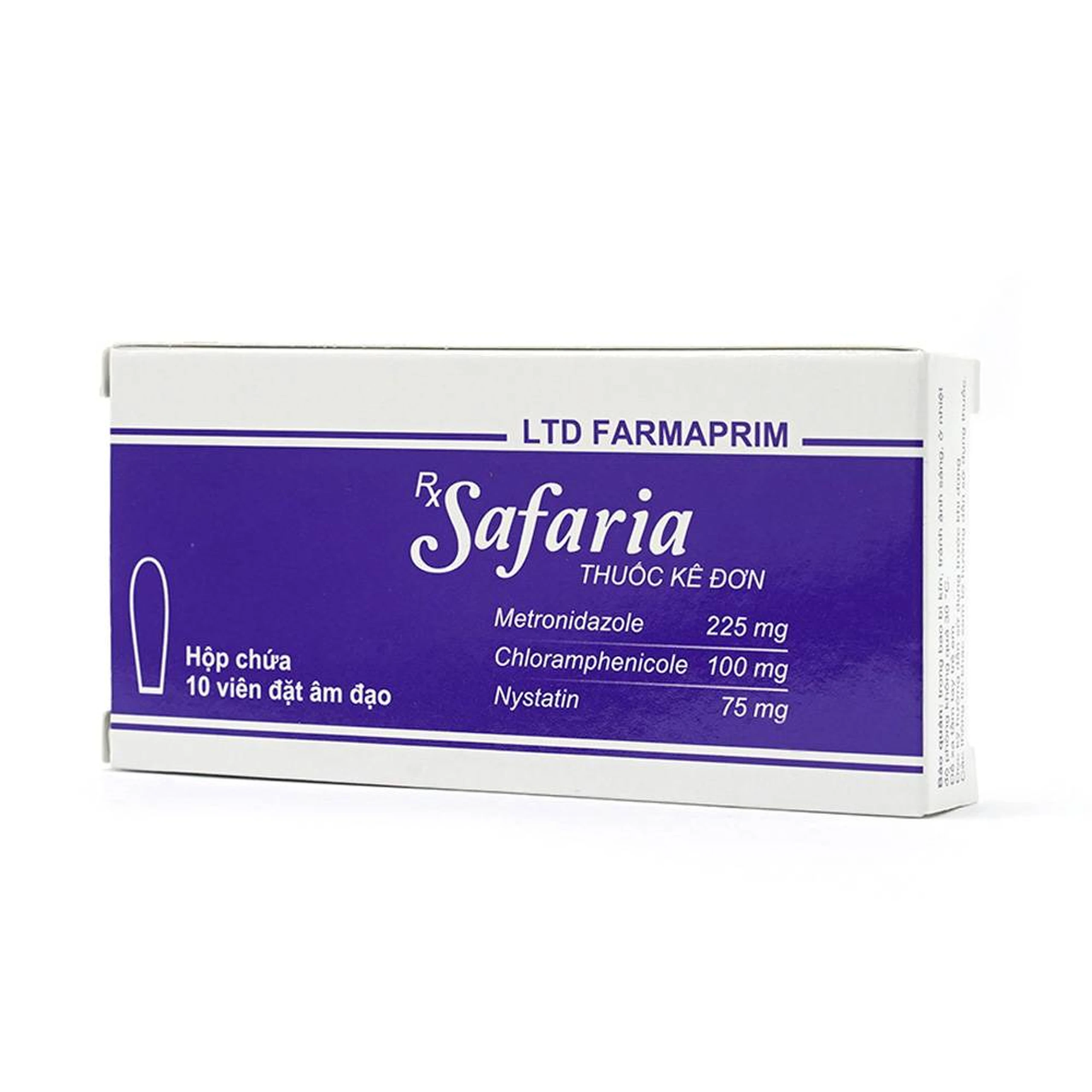 Viên đặt âm đạo Safaria Farmaprim điều trị nhiễm khuẩn hỗn hợp tại âm đạo (2 vỉ x 5 viên)