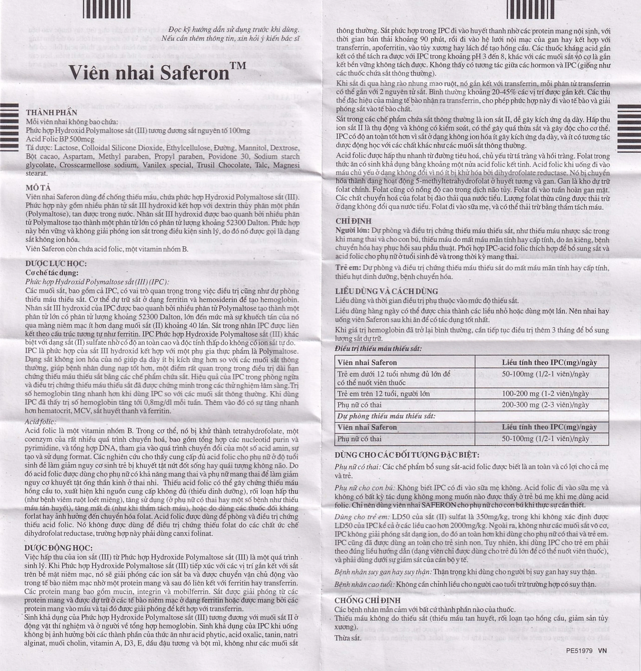 Viên nhai Saferon Glenmark dự phòng và điều trị chứng thiếu máu thiếu sắt (3 vỉ x 10 viên)
