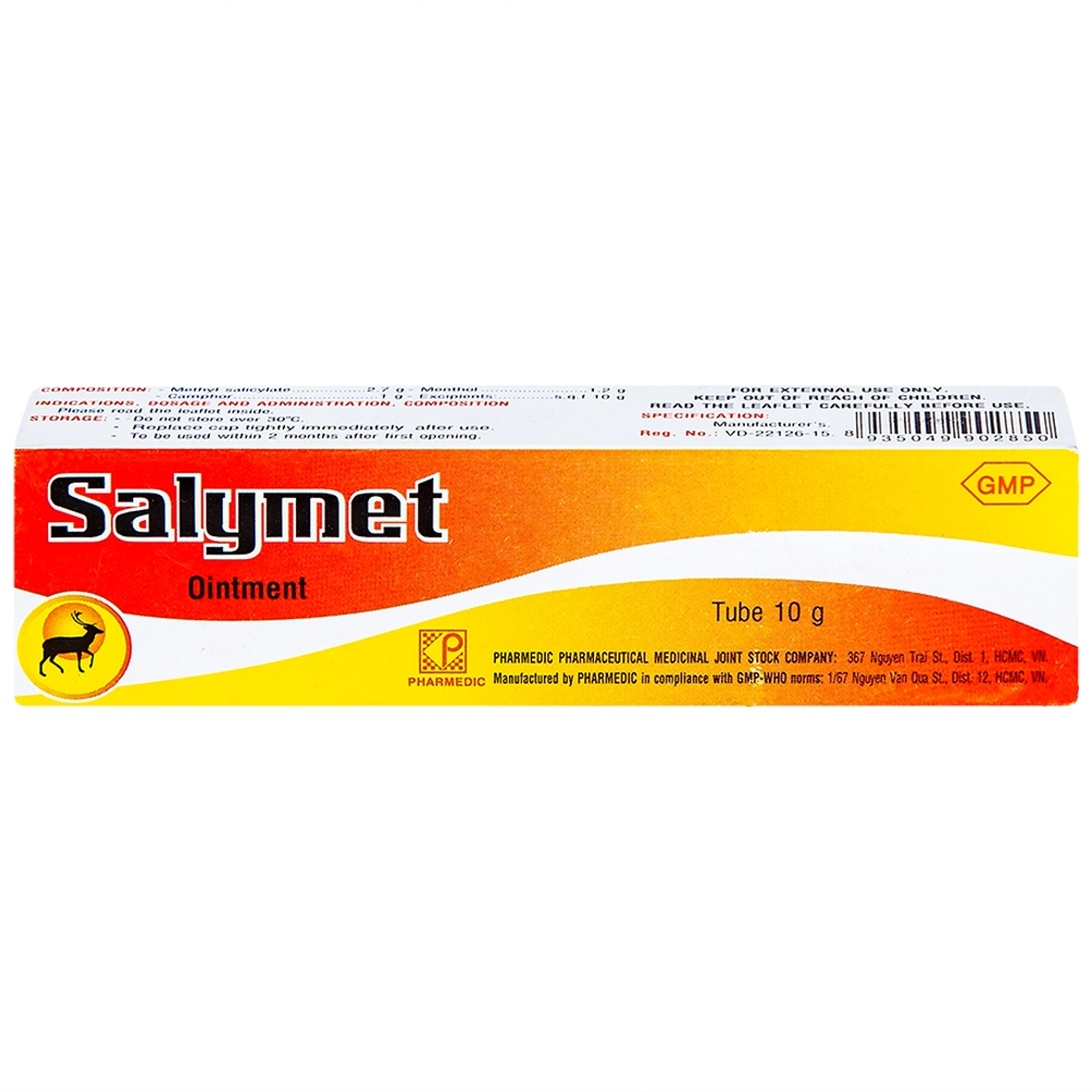 Thuốc mỡ xoa bóp Salymet hỗ trợ điều trị nhức mỏi do vận động, sưng đau, tê thấp (10g)