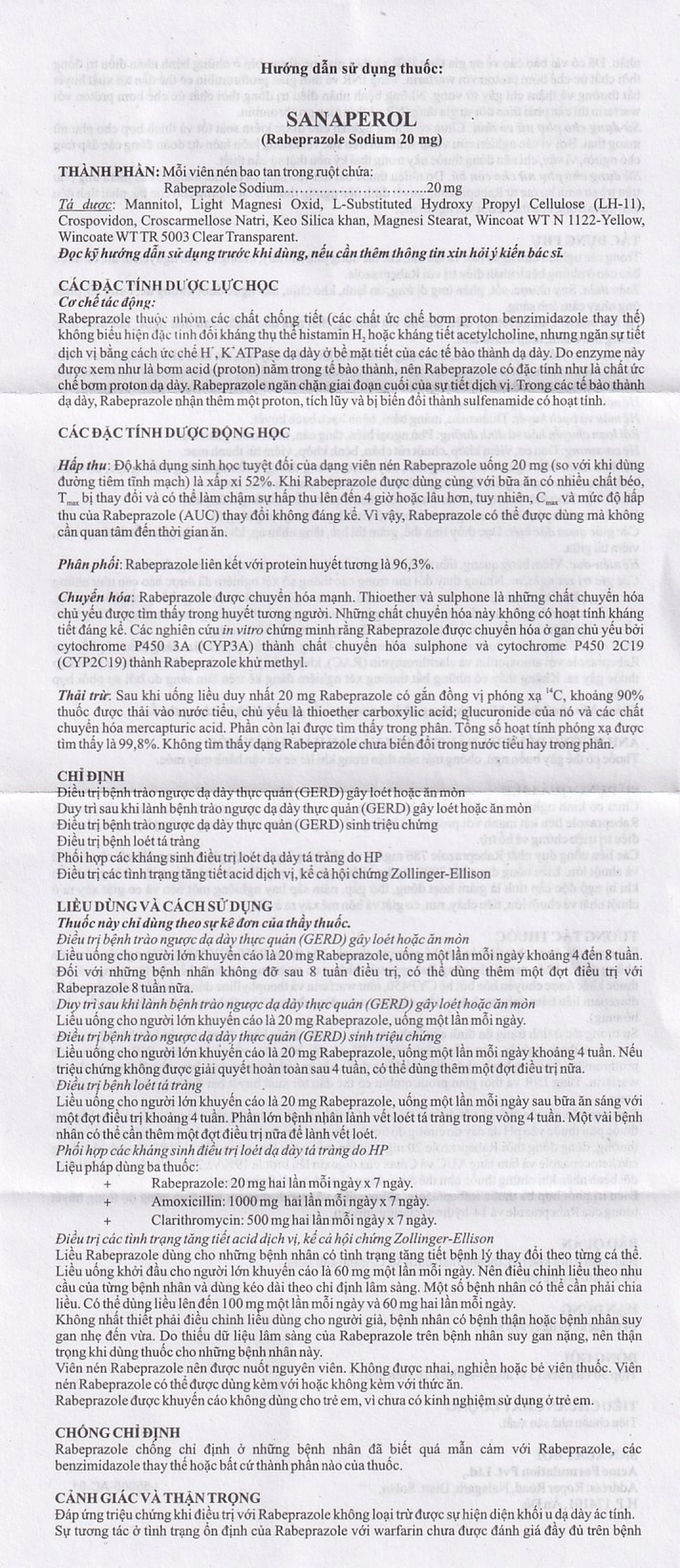 Thuốc Sanaperol điều trị bệnh trào ngược dạy dày, thực quản (3 vỉ x 10 viên)