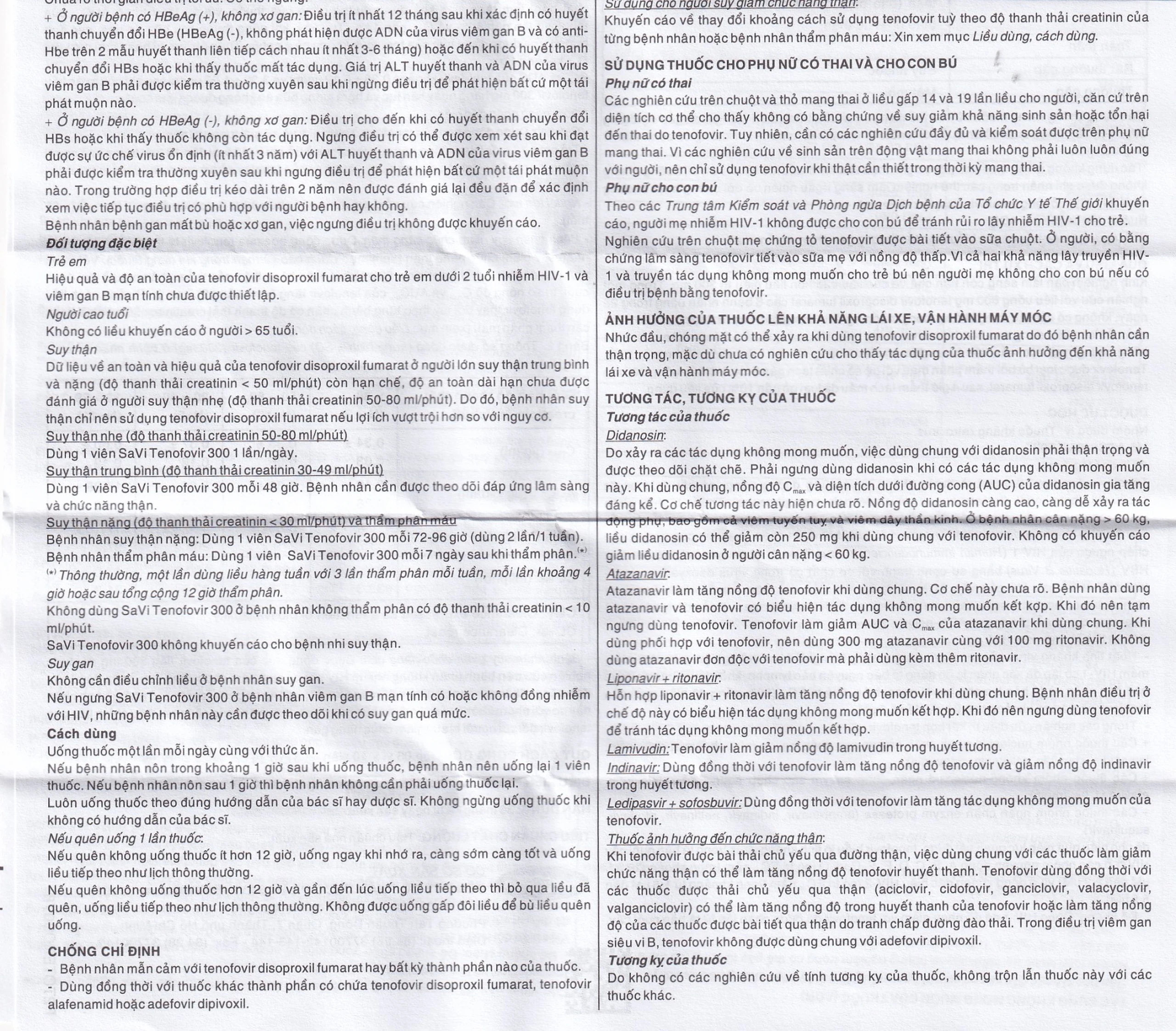 Thuốc Savi Tenofovir 300 điều trị nhiễm HIV-1 ở người lớn (3 vỉ x 10 viên) 