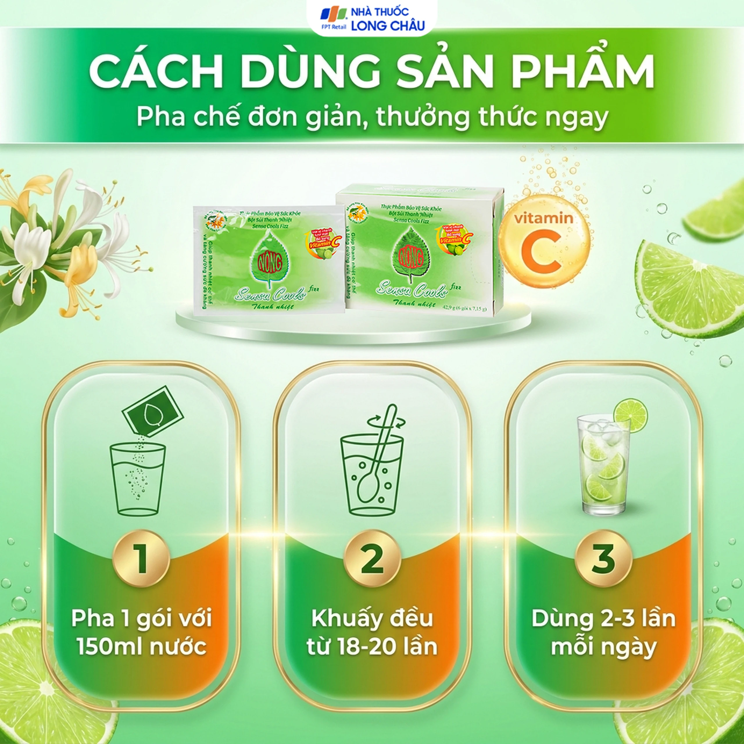 Bột sủi thanh nhiệt Sensa Cools Fizz (6 gói) 5
