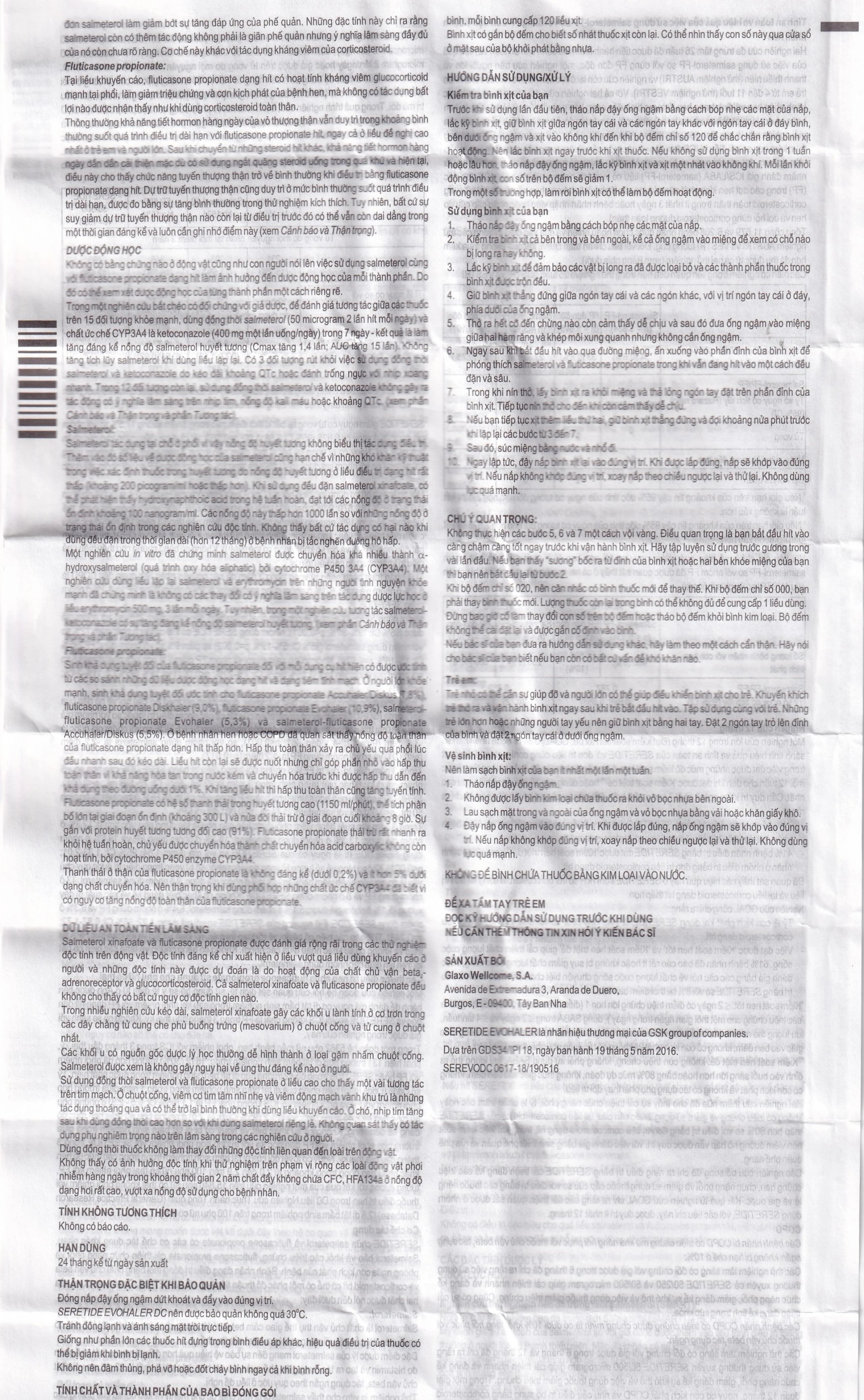 Khí dung Seretide Evohaler DC 25/125 Gsk điều trị hen phế quản, tắc nghẽn phổi mạn tính (120 liều)