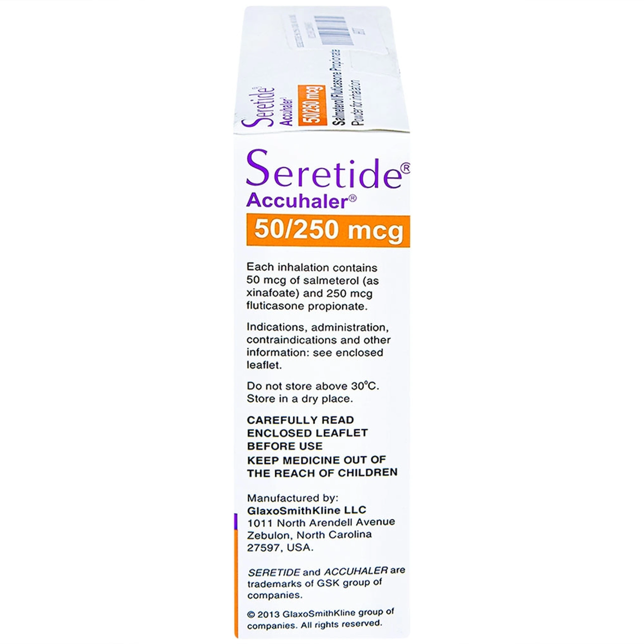 Bột hít phân liều Seretide Evohaler DC 50/250 Gsk điều trị hen phế quản, tắc nghẽn phổi mạn tính (60 liều)