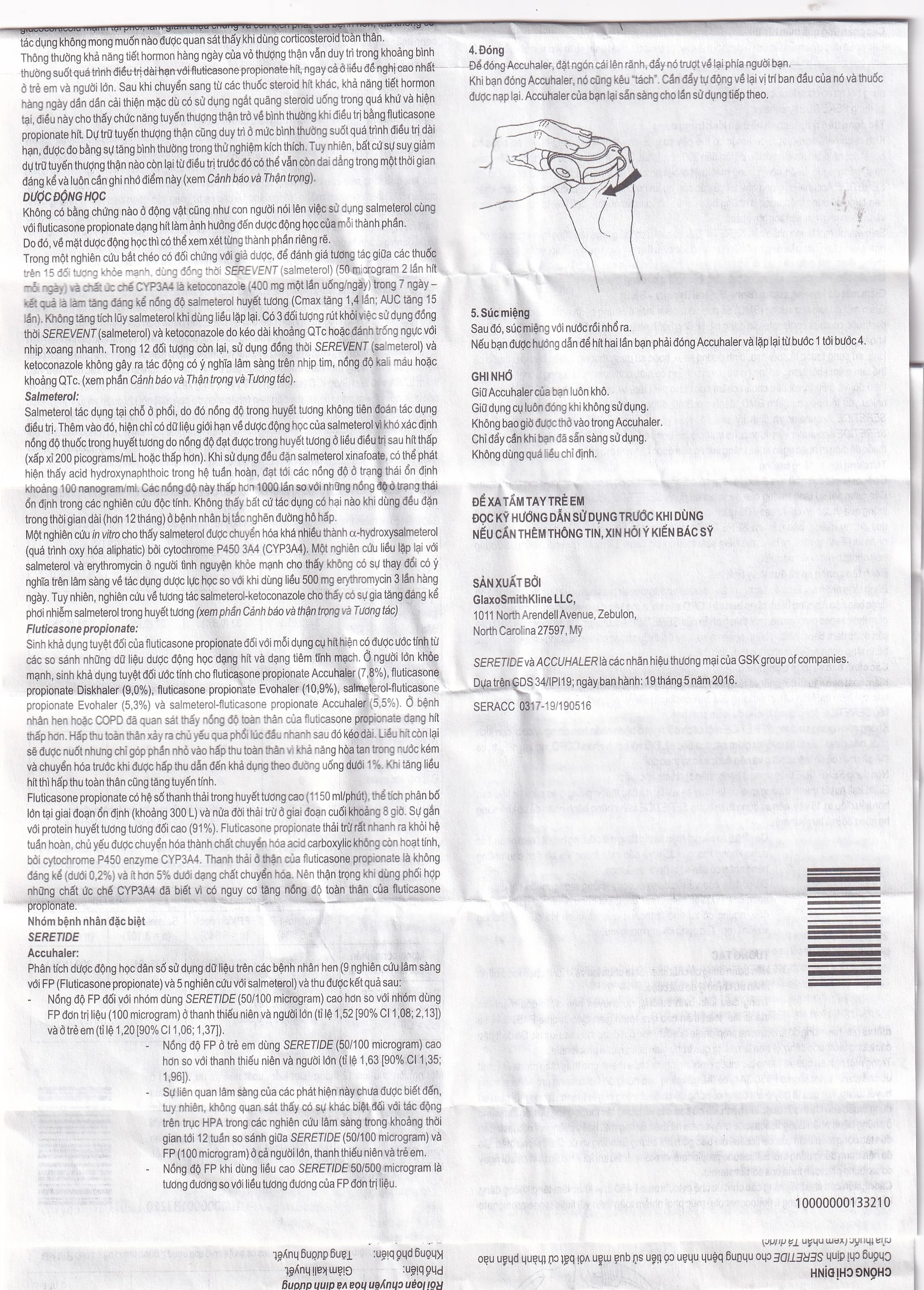 Bột hít phân liều Seretide Evohaler DC 50/250 Gsk điều trị hen phế quản, tắc nghẽn phổi mạn tính (60 liều)