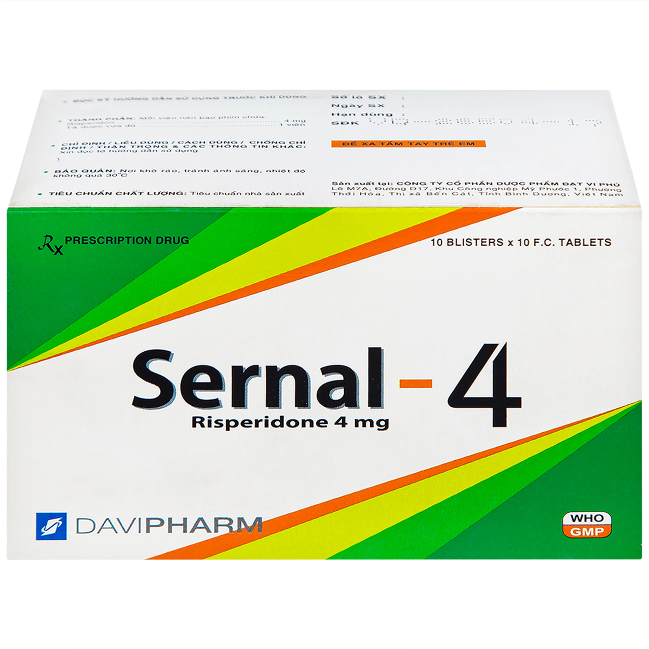 Thuốc Sernal-4 Davipharm điều trị bệnh loạn tâm thần cấp và mạn (10 vỉ x 10 viên)