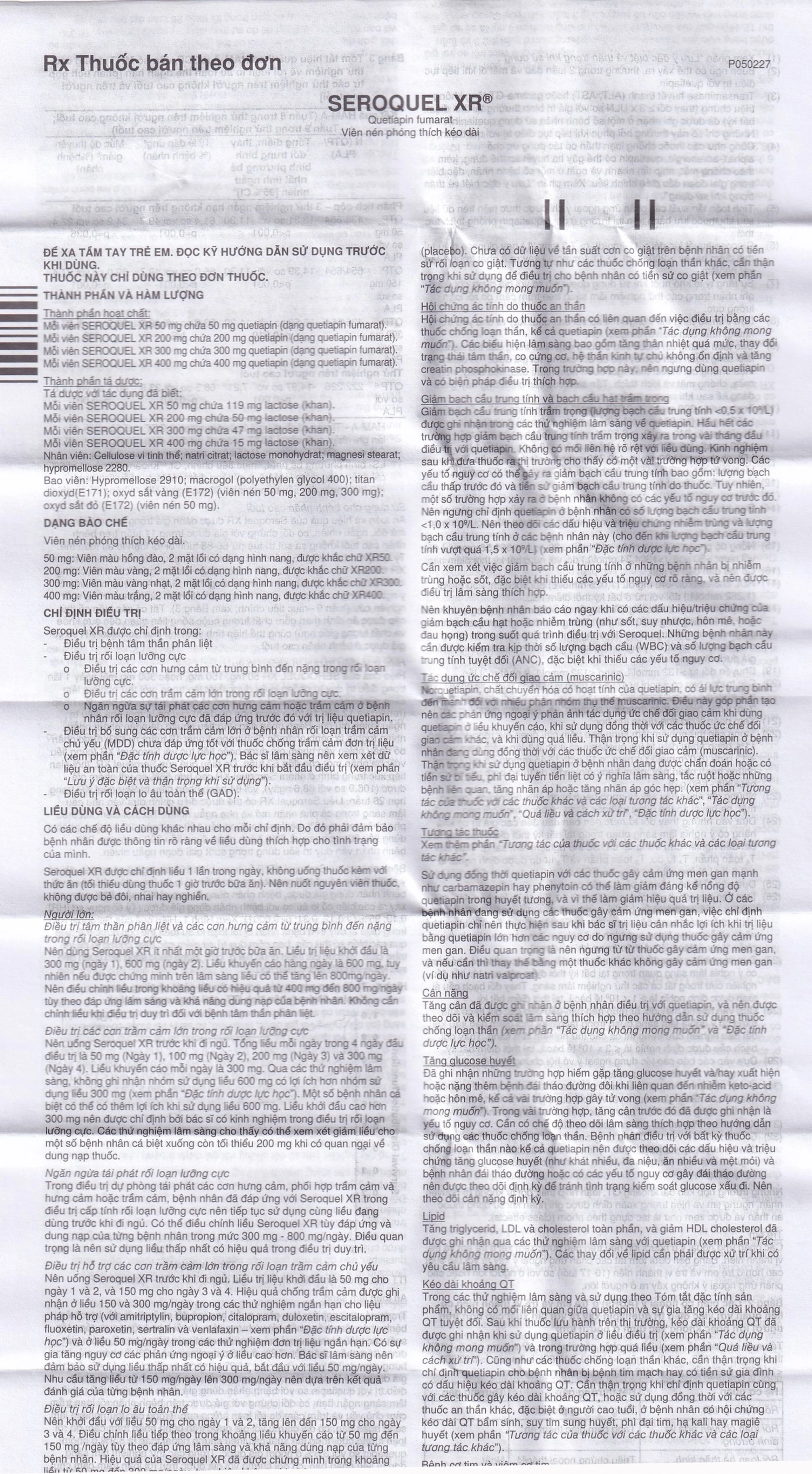 Thuốc Seroquel XR 50mg AstraZeneca điều trị tâm thần phân liệt (3 vỉ x 10 viên)