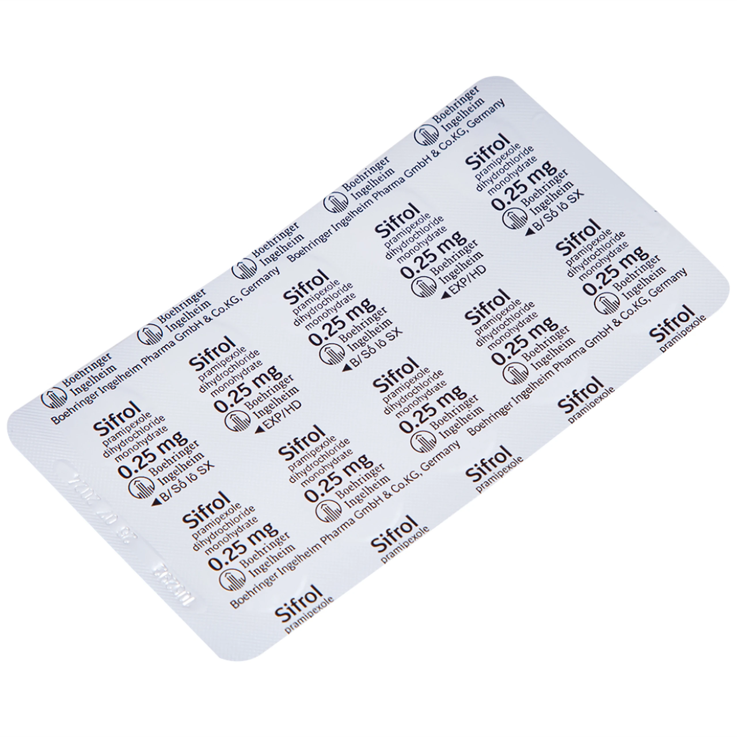Thuốc Sifrol 0.25mg Boehringer điều trị bệnh parkinson (3 vỉ x 10 viên)