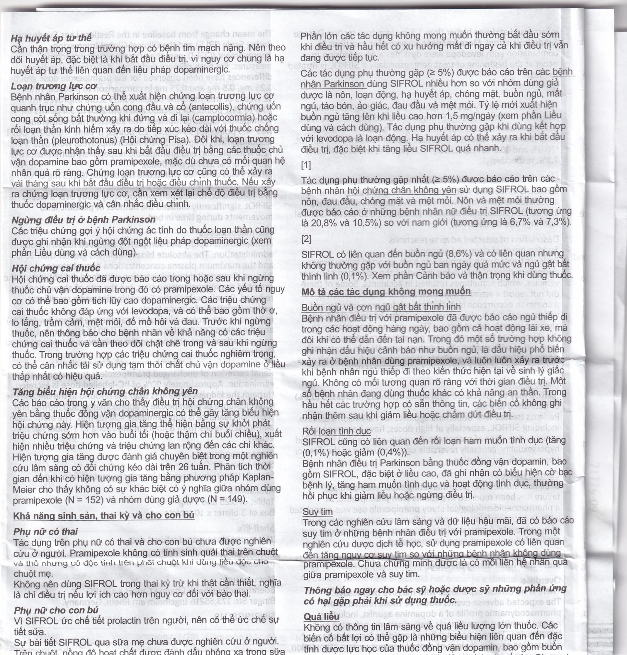 Thuốc Sifrol 0.25mg Boehringer điều trị bệnh parkinson (3 vỉ x 10 viên)