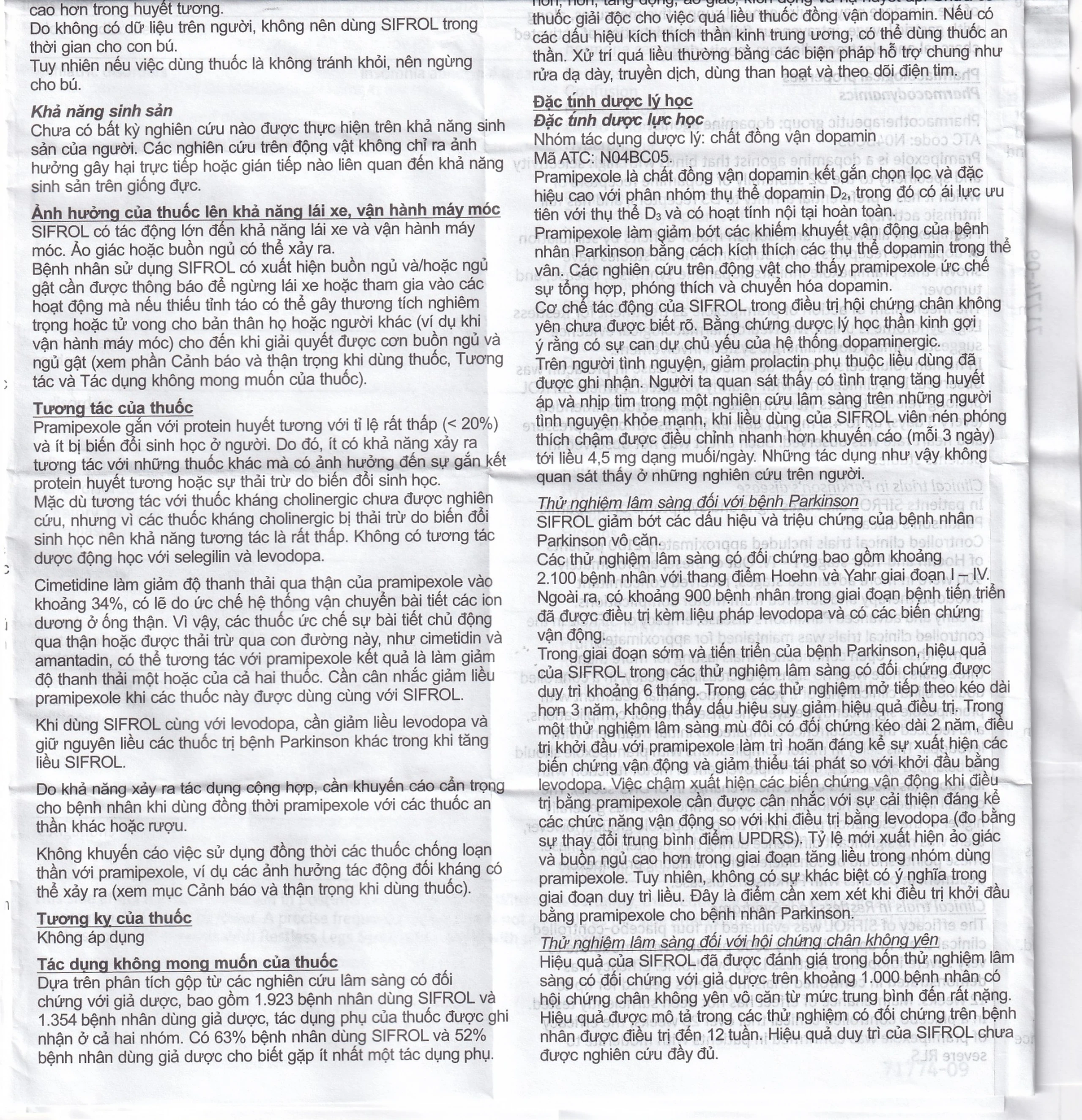 Thuốc Sifrol 0.25mg Boehringer điều trị bệnh parkinson (3 vỉ x 10 viên)