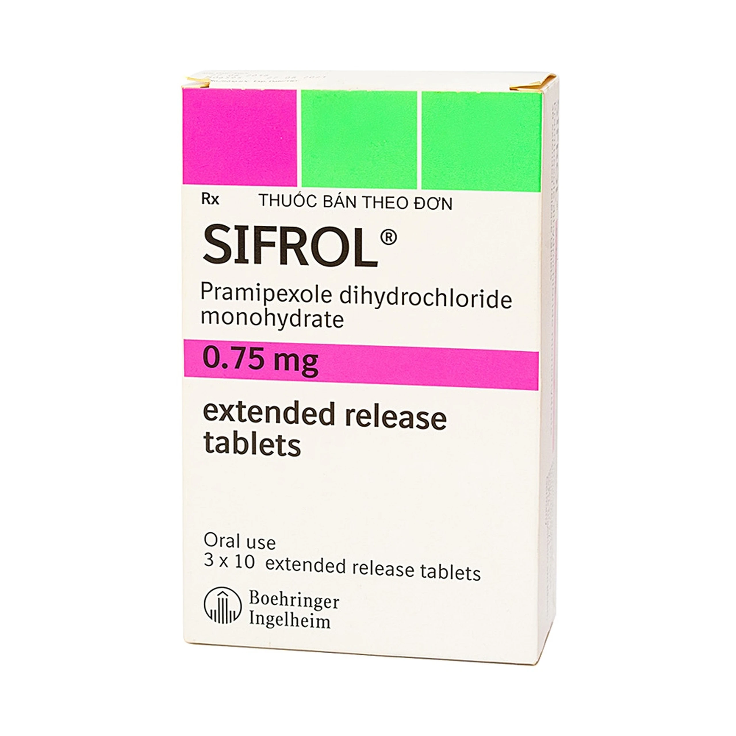 Thuốc Sifrol 0.75mg Boehringer điều trị bệnh parkinson (3 vỉ x 10 viên)