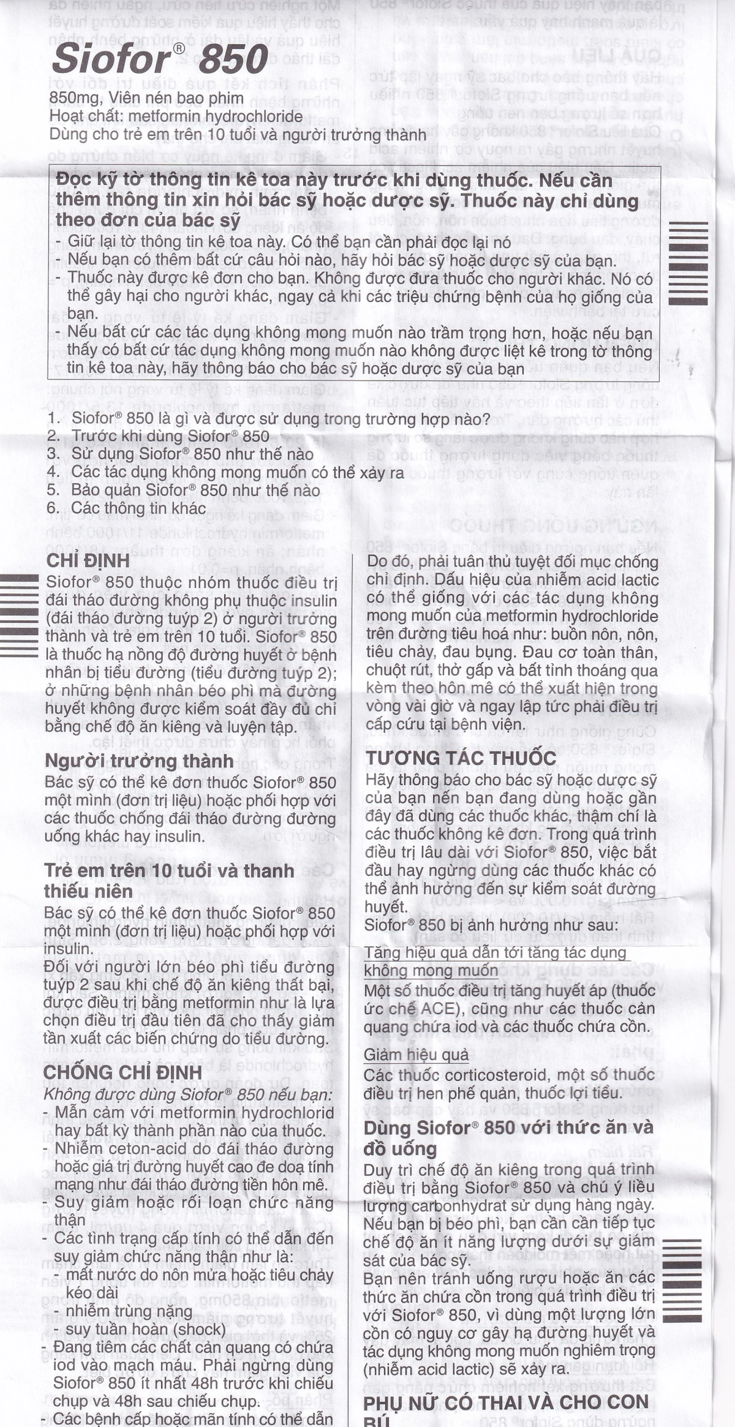 Thuốc Siofor 850 Berlin điều trị đái tháo đường típ 2 (4 vỉ x 15 viên)