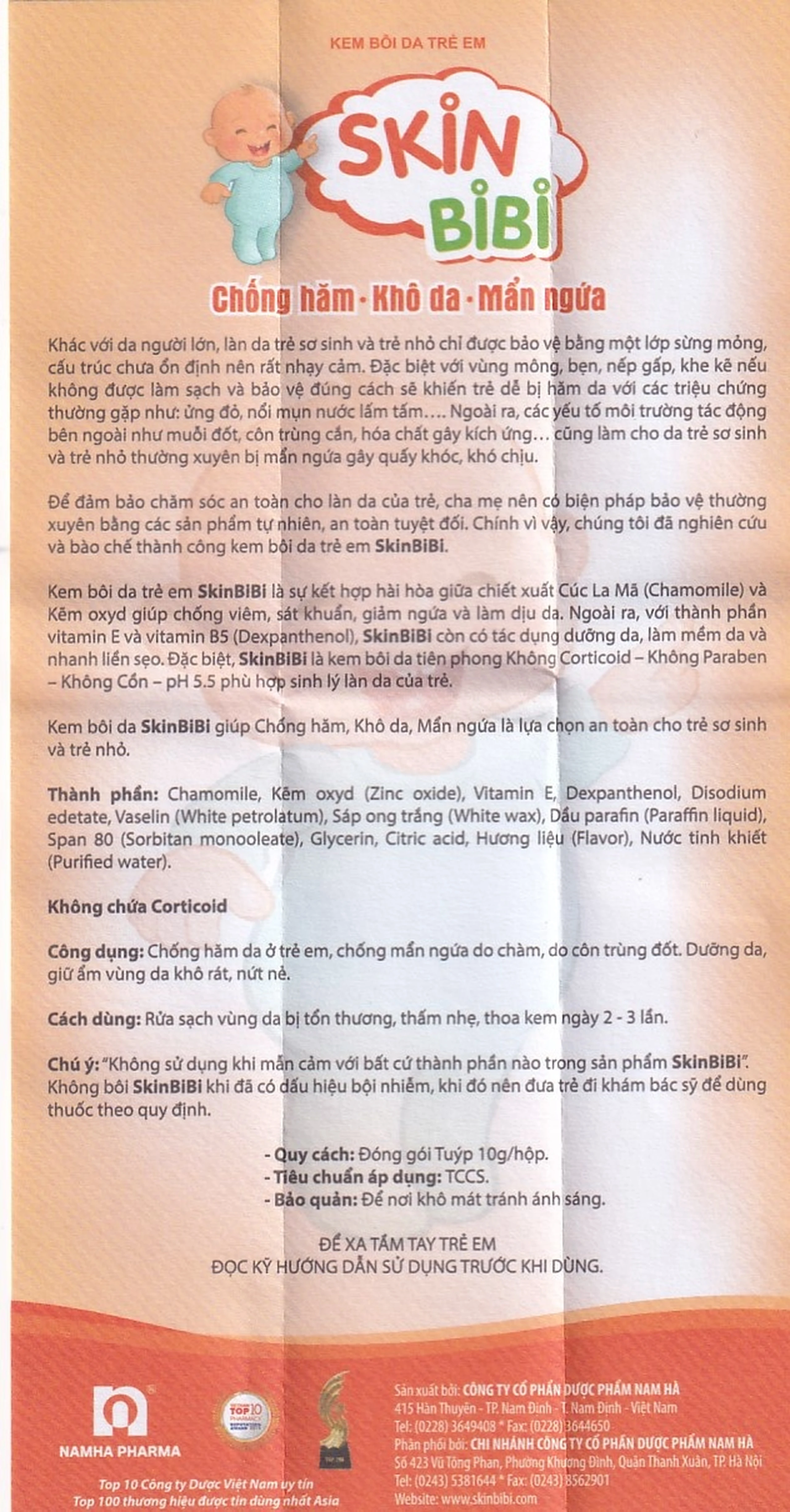 Kem bôi hăm tả, dưỡng ẩm skin Bibi Nam Hà 10g
