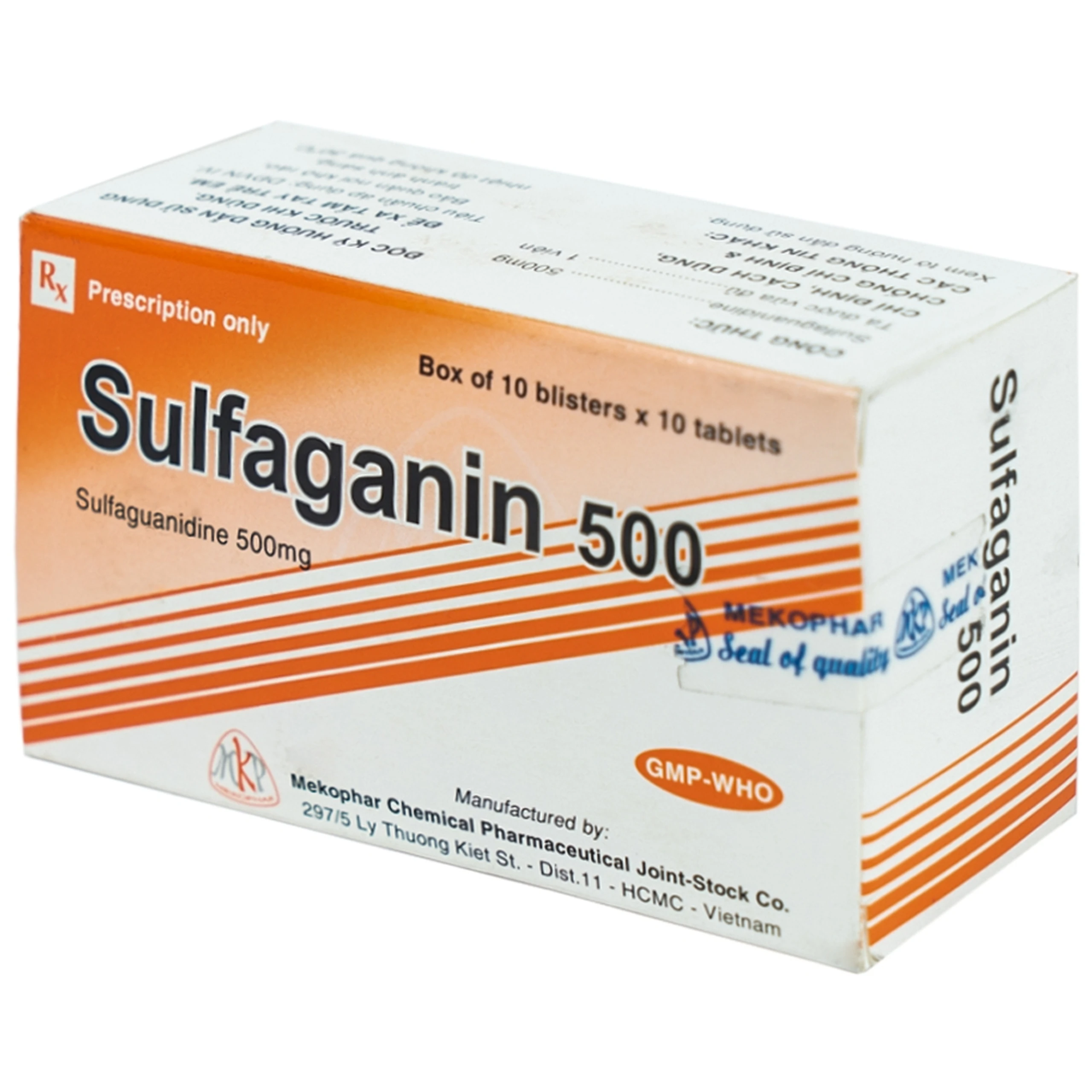 Thuốc Sulfaganin 500 Mekophar điều trị tiêu chảy cấp (10 vỉ x 10 viên)